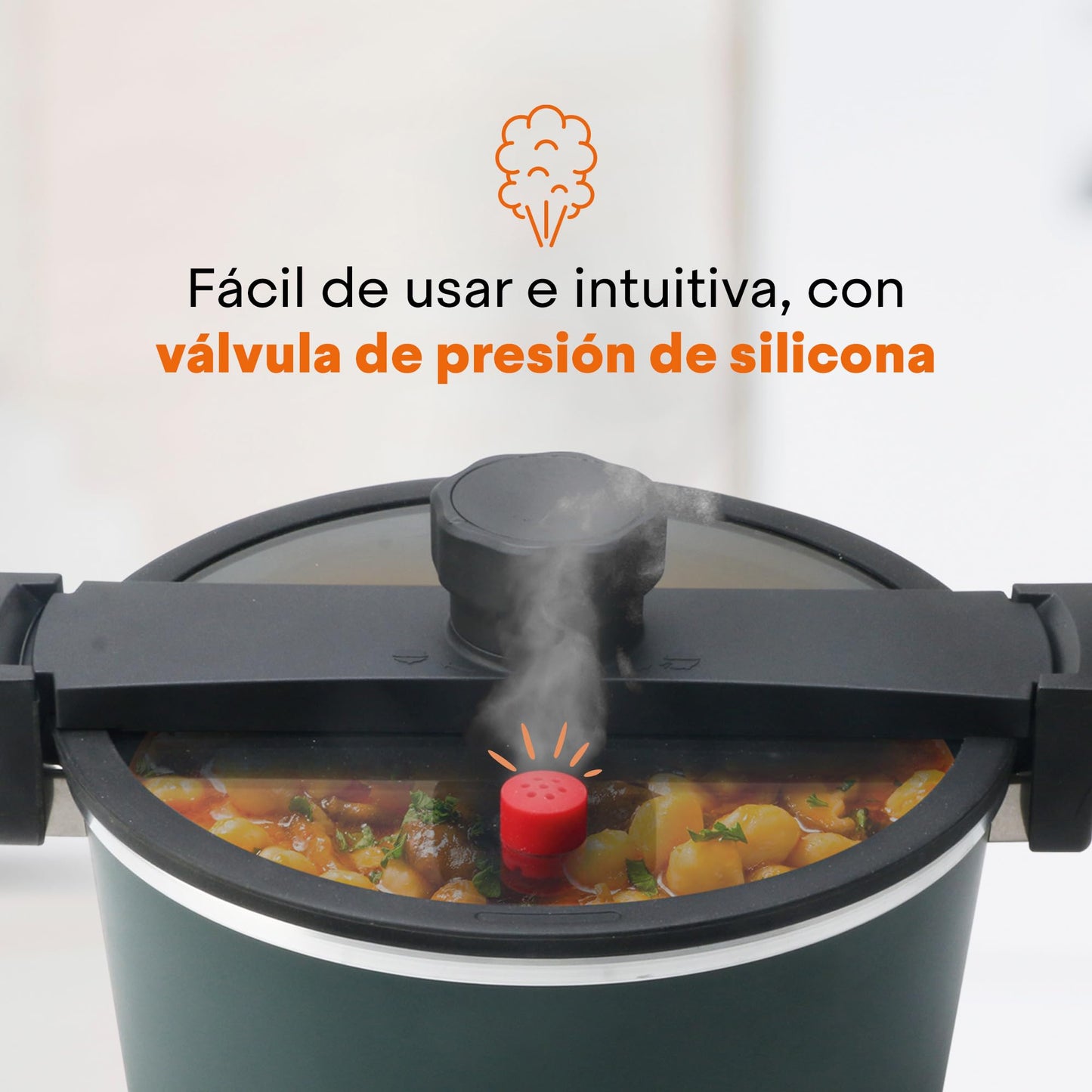 Olla de Presión MasterChef Hukën Express Plus Plata Alta Durabilidad 5L Anti-Adherente