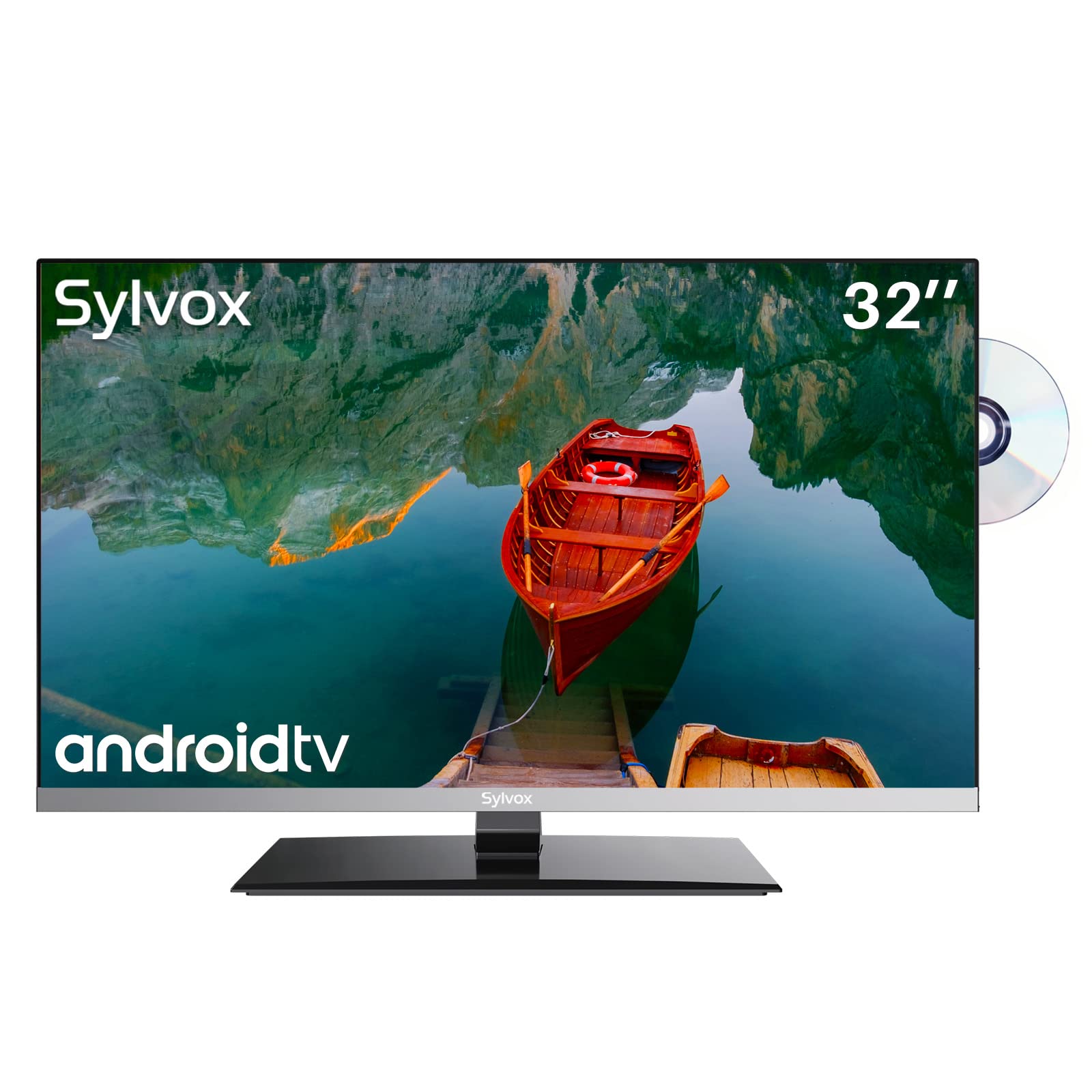 SYLVOX - TV Inteligente de 32 Pulgadas de 12 voltios FHD 1080P Reproductor de Disco de Video Digital ARC CEC WiFi Integrado Soporte de conexión inalámbrica, Adecuado para Caravana, Cocina, recámara,