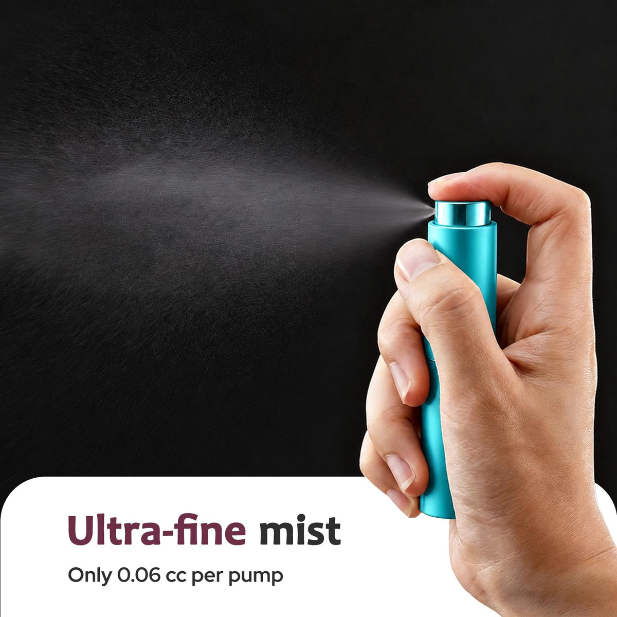 Lisapack - Botella atomizadora de perfume de 8 ml para viajes, dispensador de colonia recargable vacía, pulverizador portátil (cian)