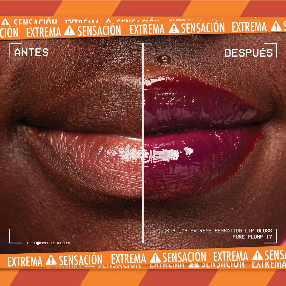NYX Professional Makeup, Duck Plump, 7ml. Tono: Pure Plum-P (Morado). Brillo labial voluminizador con efecto plumping para un volumen instantáneo. Gloss infusionado con jengibre picante para un volumen visible y de larga duración. Fórmula vegana.