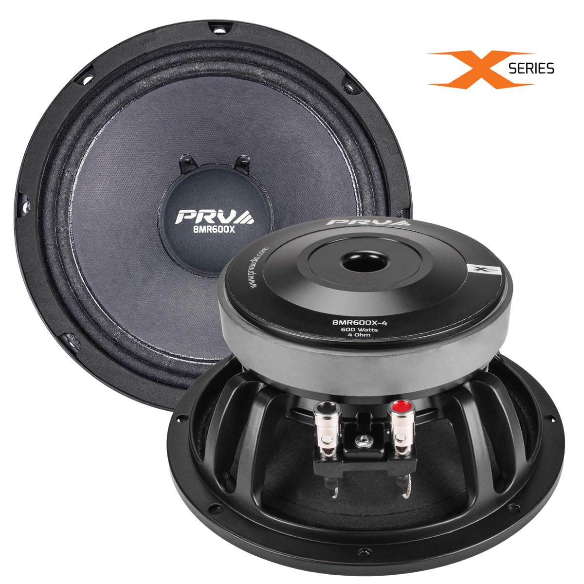 PRV AUDIO 8MR600X-4 - Altavoz de Rango Medio de 8 Pulgadas, 600 vatios 4 ohmios, Bobina de Voz de 2 Pulgadas, Altavoz X-Treme de Rango Medio para Sistemas de Audio Profesionales para automóviles