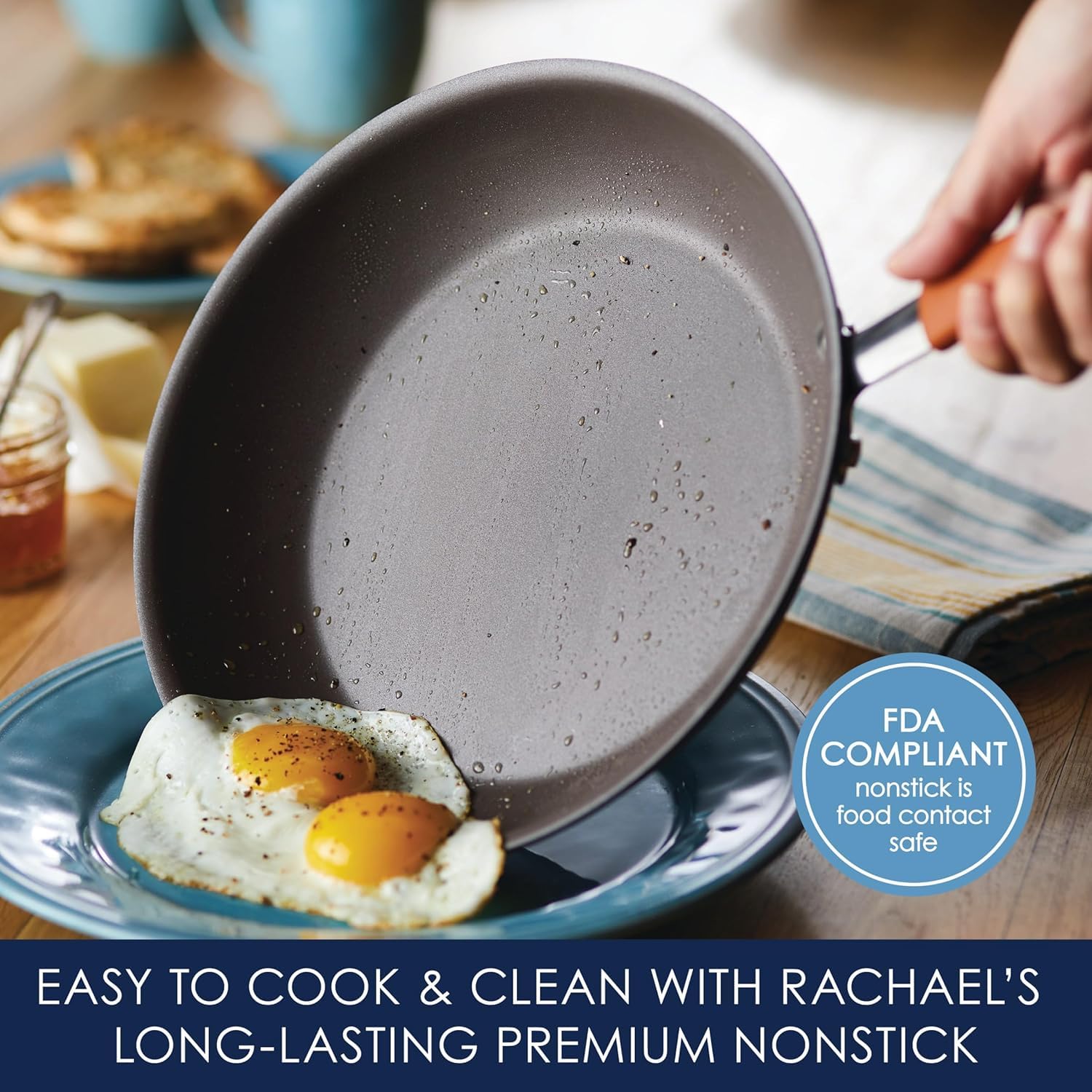 Batería de Cocina Rachael Ray Cucina Anaranjado Calabaza Antiadhesiva de Porcelana Dura 12 Piezas
