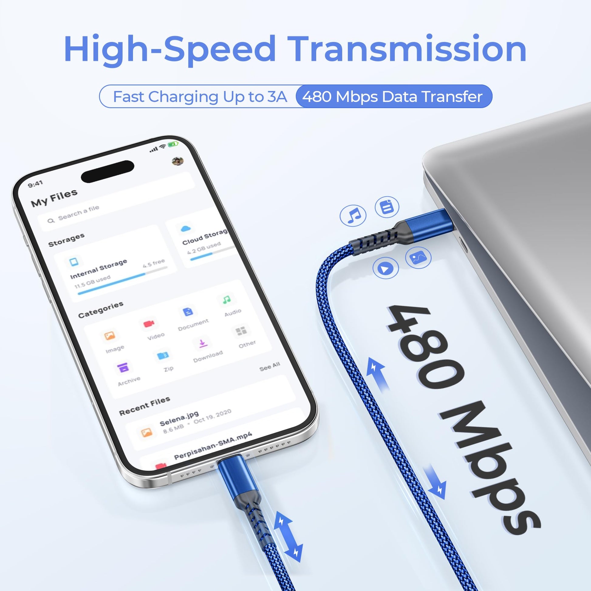 Basesailor Cable USB C a 3M con Adaptador USB A,Cable Tipo C Cargador Carga Rápida PD para iPhone 11 12 13 14 Mini Pro,2020,SE,Airpods 3,iPad 8 9 Generation 2021 2022