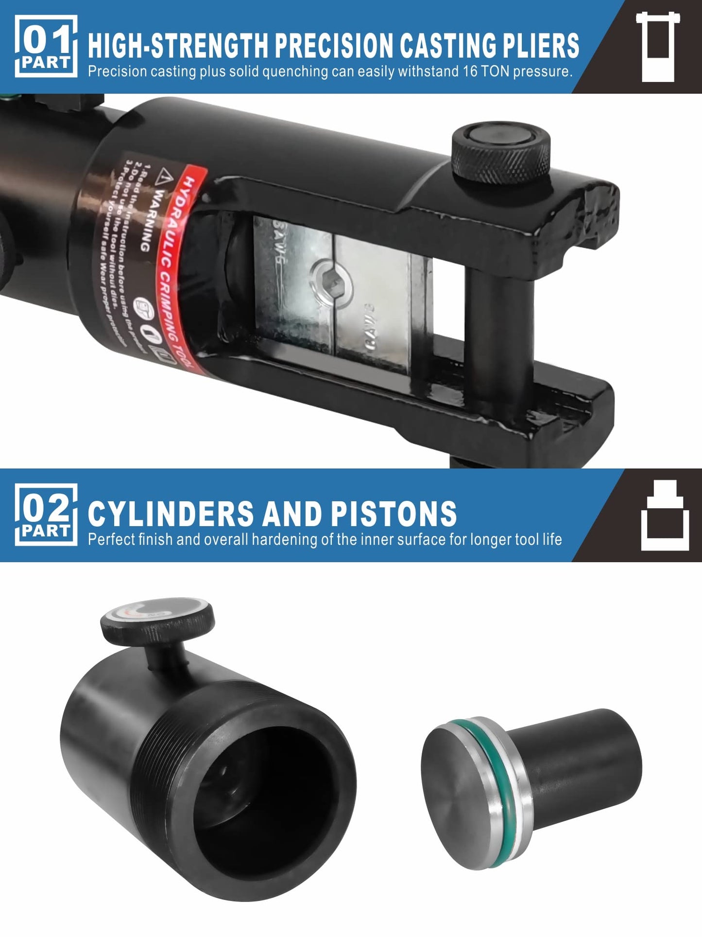 Herramienta de Prensado Hidráulica AMZCNC Batería con 10 Troqueles de 12 Toneladas