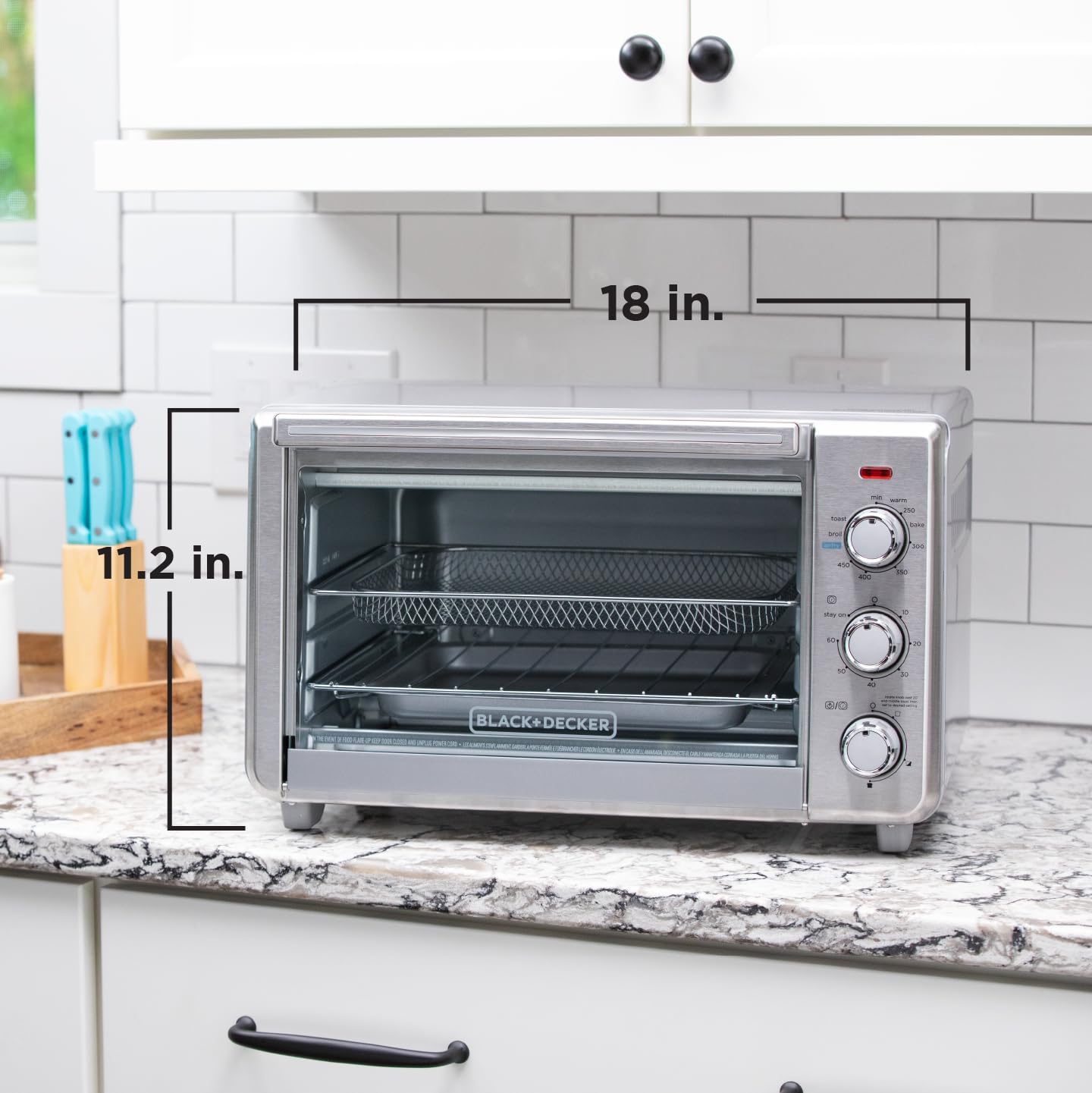 BLACK+DECKER™ Crisp 'N Bake Air Fry Horno, se adapta a una pizza de 12 pulgadas, plata