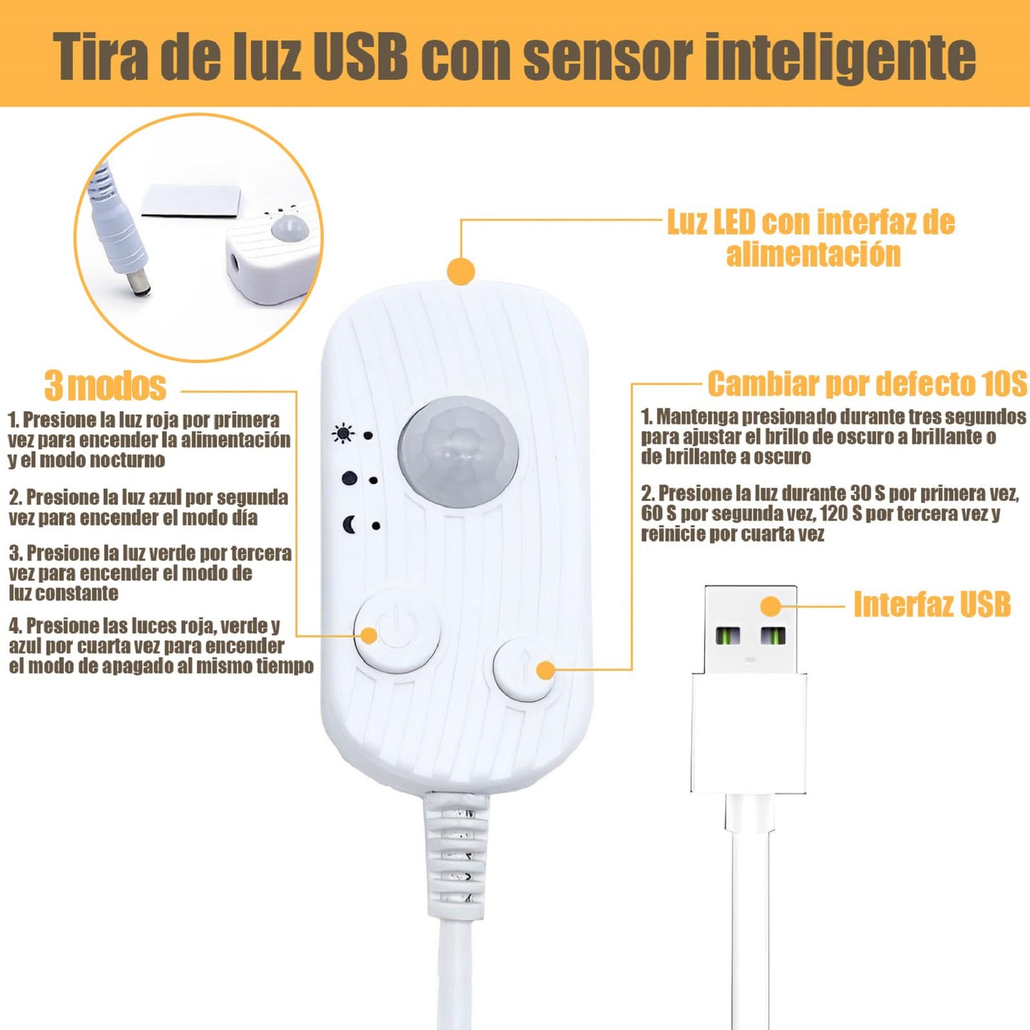 BAGOTT Tira de Luces Led, 3M Luz Led Regulable con Sensor de Movimiento, 180 LED, 3500K Brillo Ajustable para Cocina, Recámara, Sala de Estar, Dormitorio (Blanco Calido)