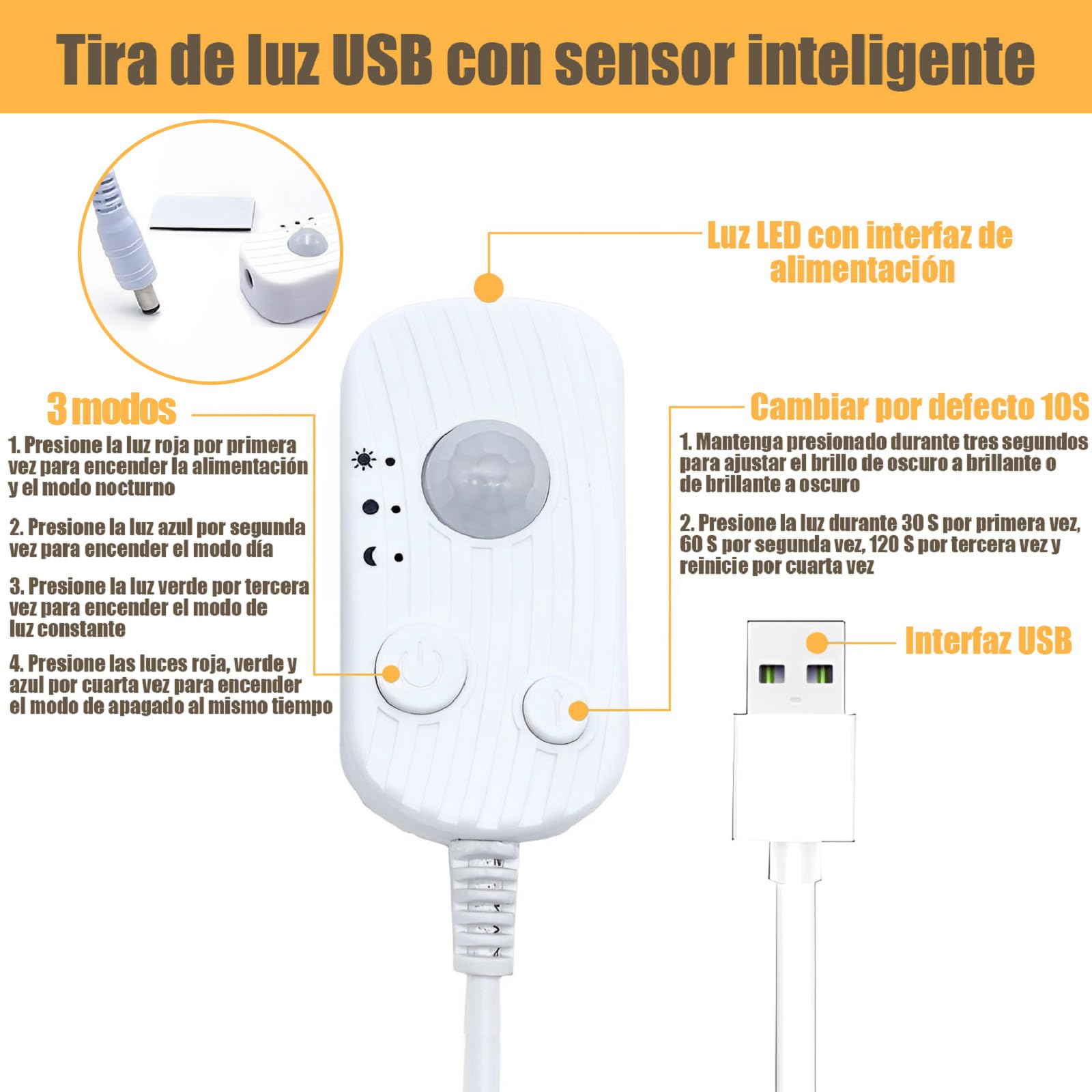 BAGOTT Tira de Luces Led, 3M Luz Led Regulable con Sensor de Movimiento, 180 LED, 3500K Brillo Ajustable para Cocina, Recámara, Sala de Estar, Dormitorio (Blanco Calido)