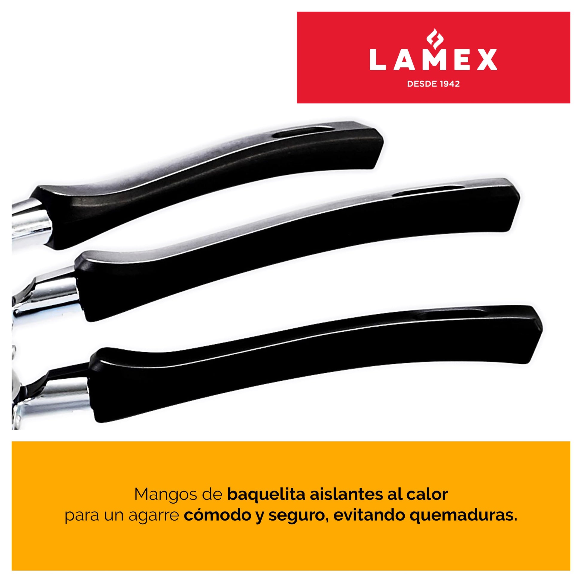 LAMEX | Juego x3 Sartenes Antiadherentes - Profundos | Utensillos de Cocina | Ideal para tu Hogar & Cocina Integral | 18-24-28 cm - Resistencia 3.2 mm de Espesor | Color Rojo