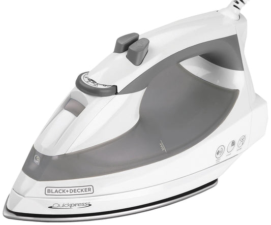 BLACK + DECKER F976 Quickpress - Plancha con tecnología de Vapor Inteligente, Blanco/Plateado