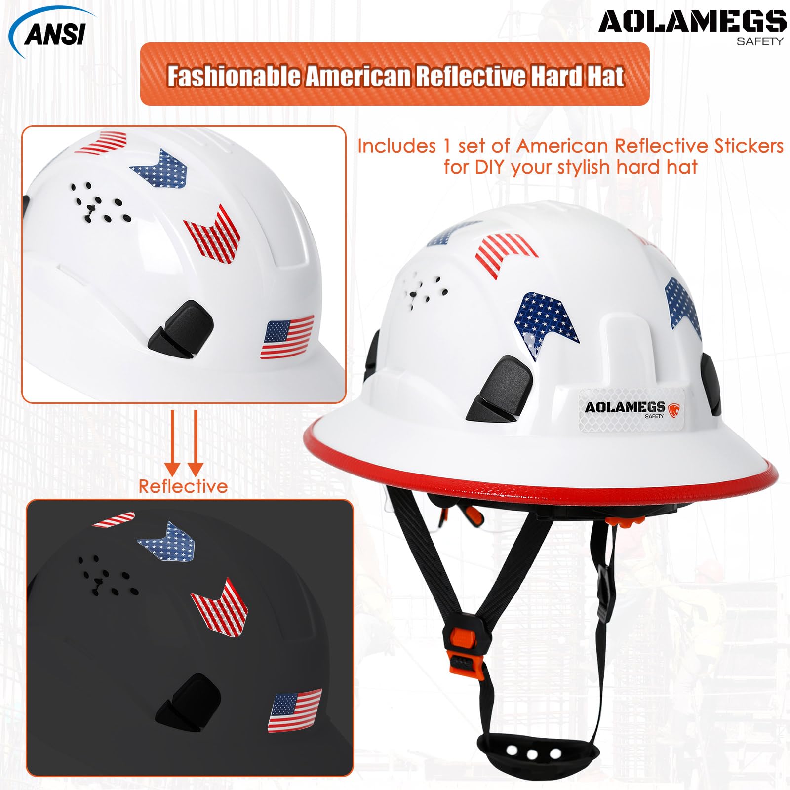 Cascos duros de borde completo con visera de construcción aprobados por OSHA - Cascos duros ventilados para hombres, Casco duro negro con correa para la barbilla, seguridad negro con visera tintada
