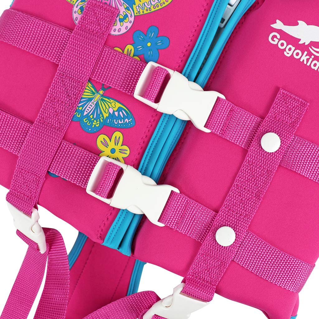 Gogokids - Chaleco de natación para niños pequeños, chamarra flotante para niñas y niños de 20-30-40-50 libras, flotadores de natación con correa de seguridad ajustable Duel, para niños de 2-9 años