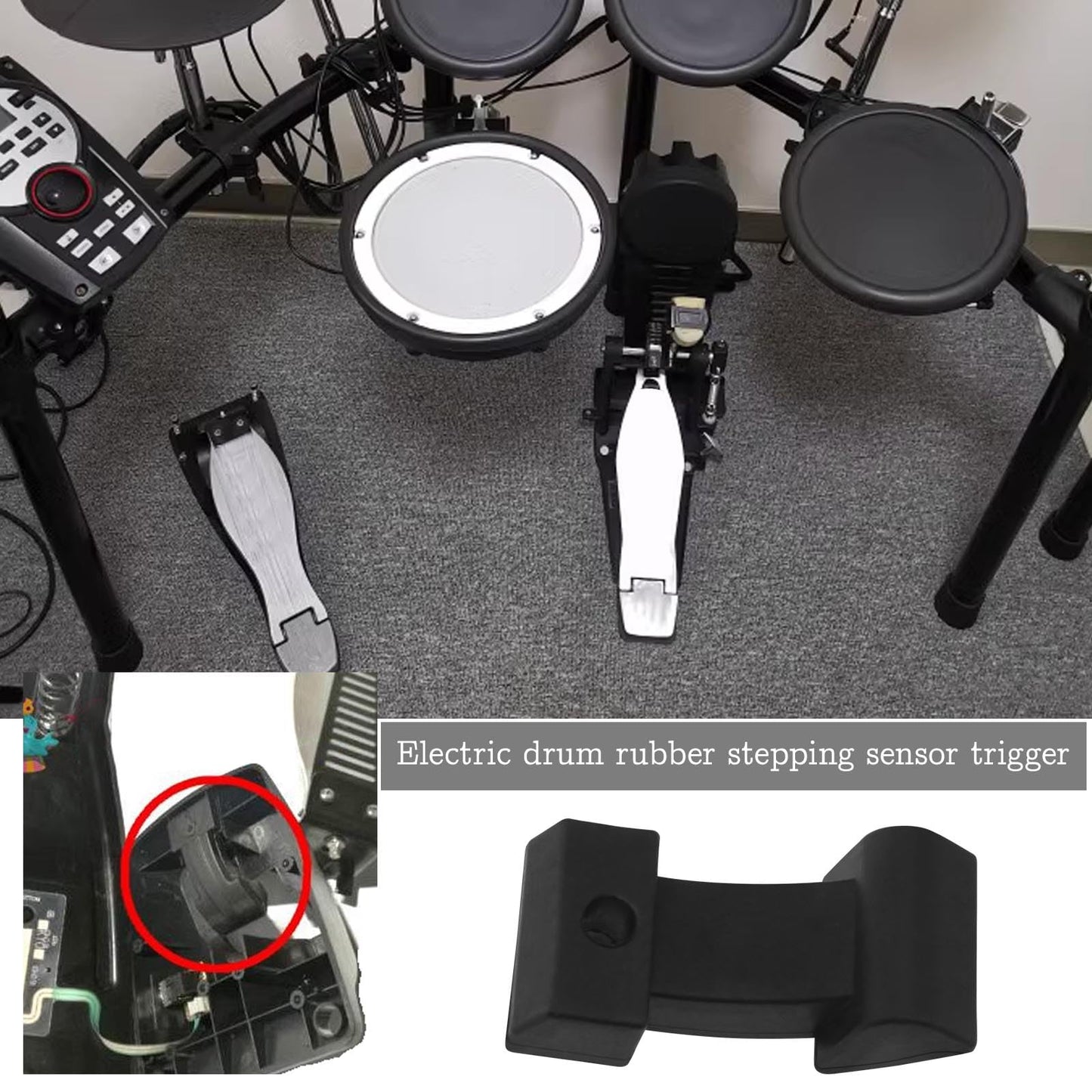 Almohadilla Goma Micro Traders Negro para Actuador Electrónico Compatible con Roland Hi Hat Sensor Disparador