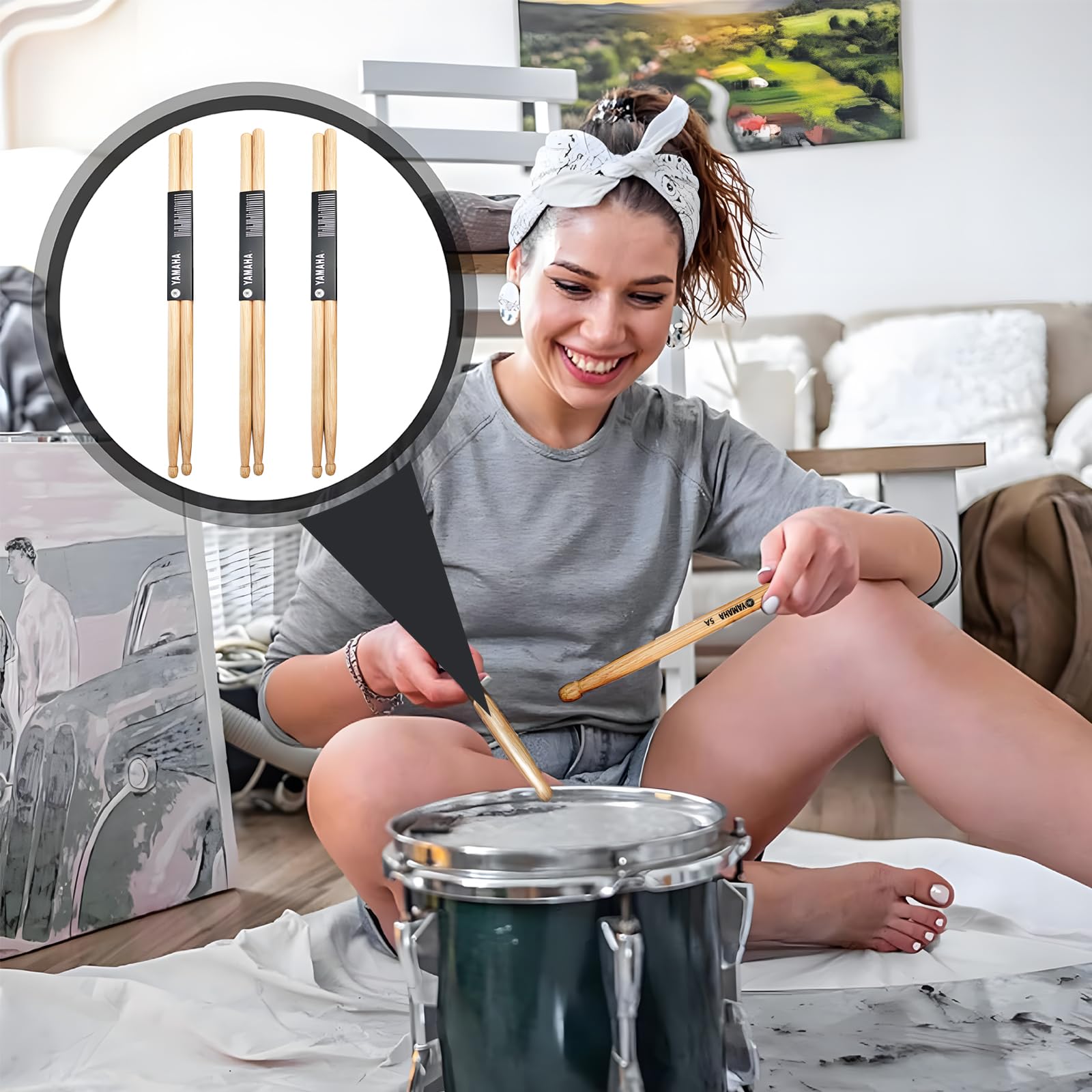 YDGAKN Baquetas para Tambor 3 Pares, Baquetas 5A Profesionales, Baquetas para Bateria 5A Profesionales Madera de Maple, Juego de baquetas para baterías acústicas o electrónicas antideslizante