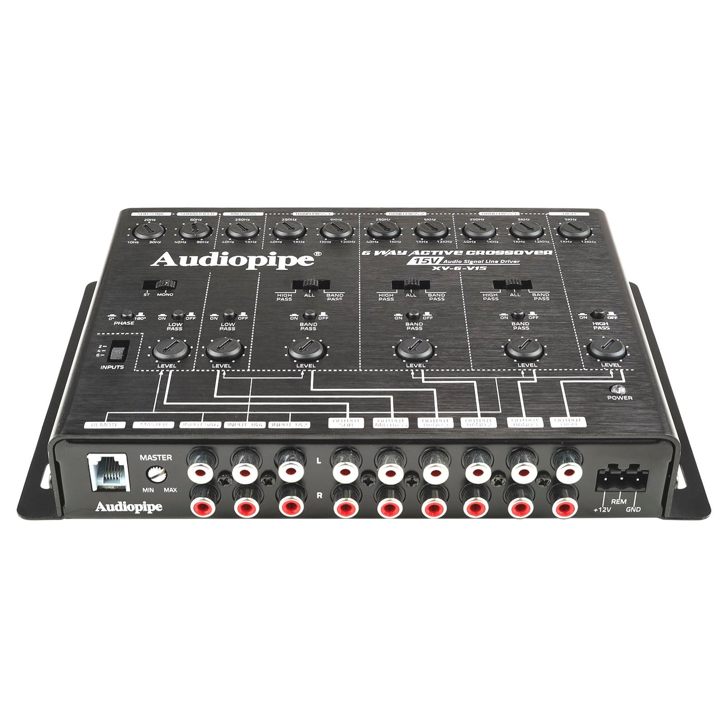 Audiopipe XV-6-V15 Crossover de Audio 6 Vías, 8 Entradas, 12 Salidas, Negro