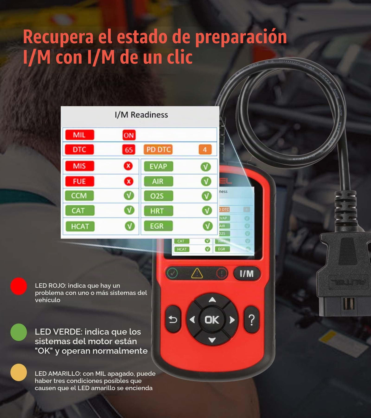 Escáner OBD2 Autel AutoLink AL549 Rojo con Diagnóstico AutoVin y Prueba de Batería para Automóvil