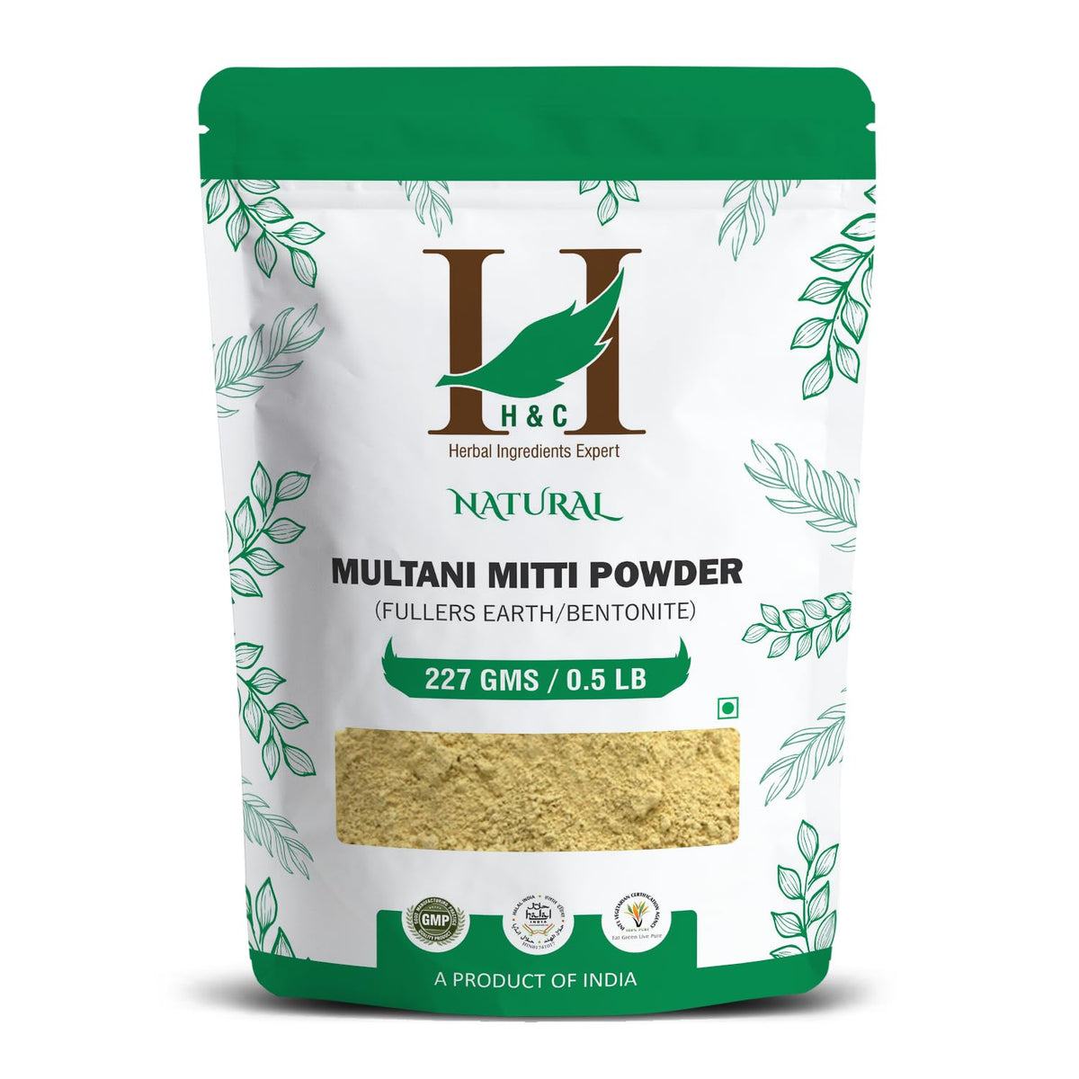 100% Pure Organically Processed Fuller's Earth Clay (Multani Mitti) Bentonite Clay- 1/2 LB - 227 gms - 8 oz