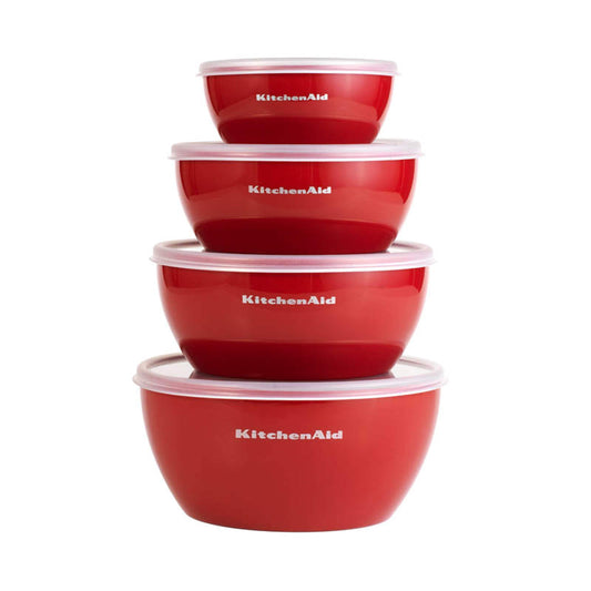 KitchenAid Classic Tazones de preparación con tapa, juego de 4 (8, 16, 24 & 32 oz), Empire Red