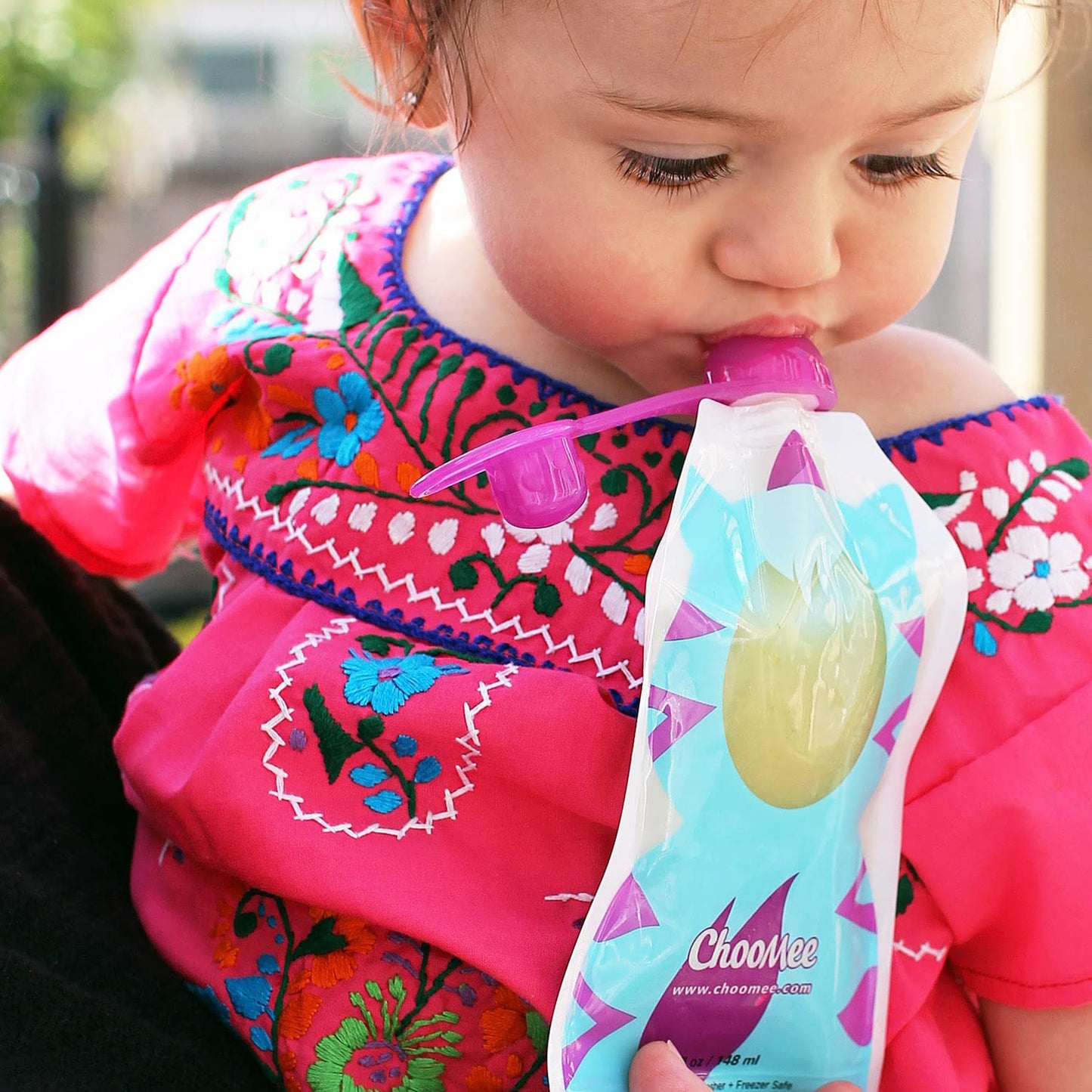 ChooMee - Bolsas reutilizables para alimentos para bebés, sin BPA, relleno con salsa de manzana, yogur y purés, cierre de doble bloqueo a prueba de fugas, fácil de llenar y limpiar parte inferior