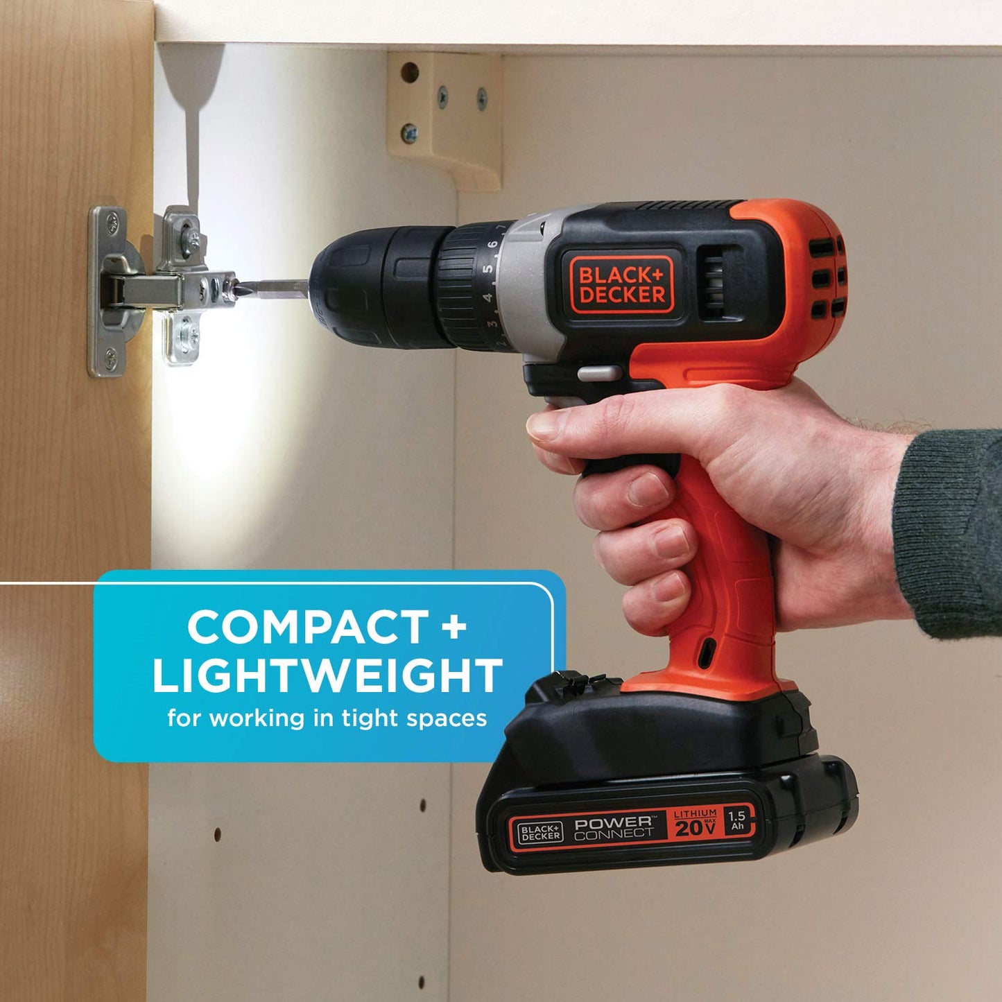 BLACK+DECKER BCD702C1 Taladro inalámbrico de litio de 20 voltios máx.