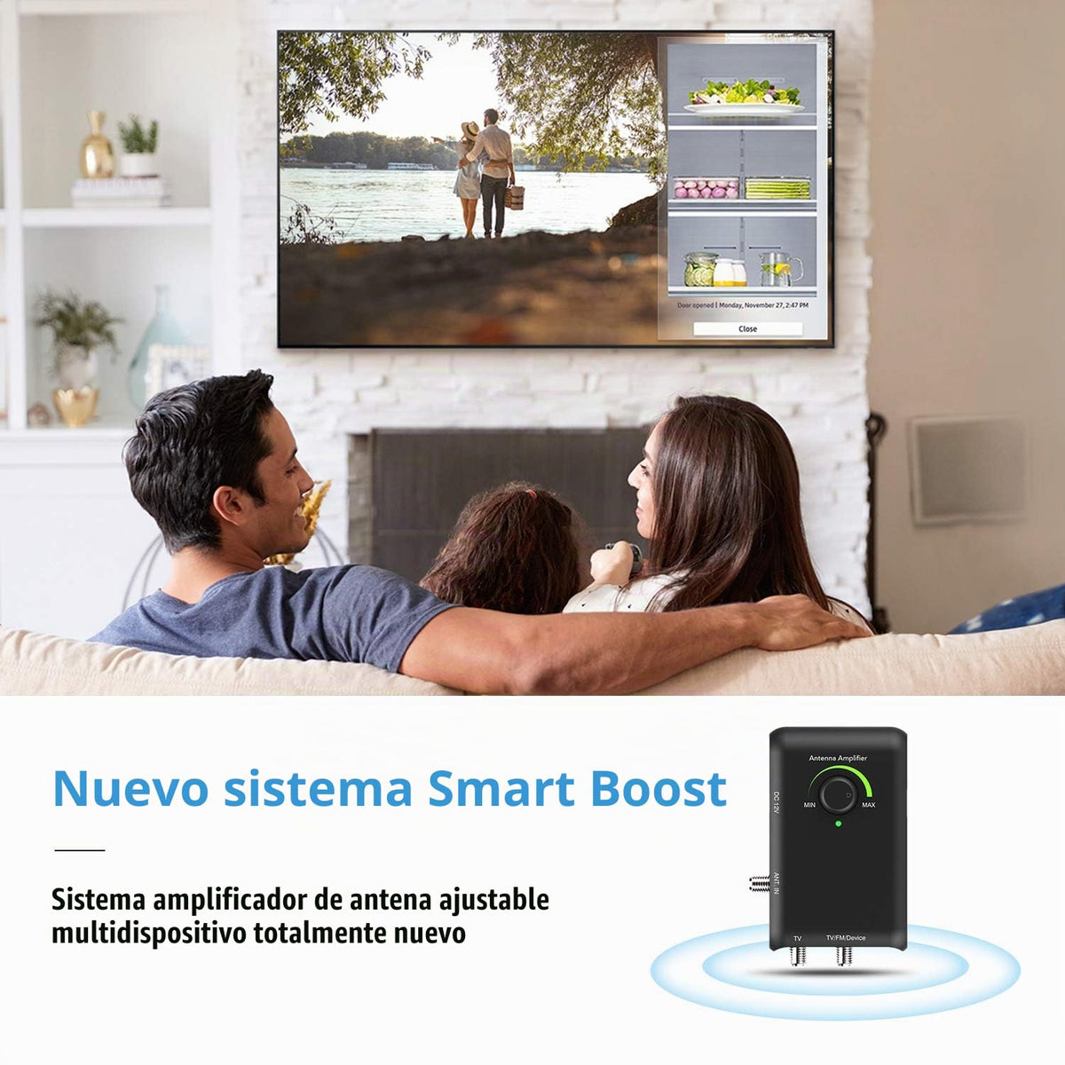Amplificador Inteligente HDTV ANTOP Negro con Salidas Dobles para TV y Segundo Dispositivo
