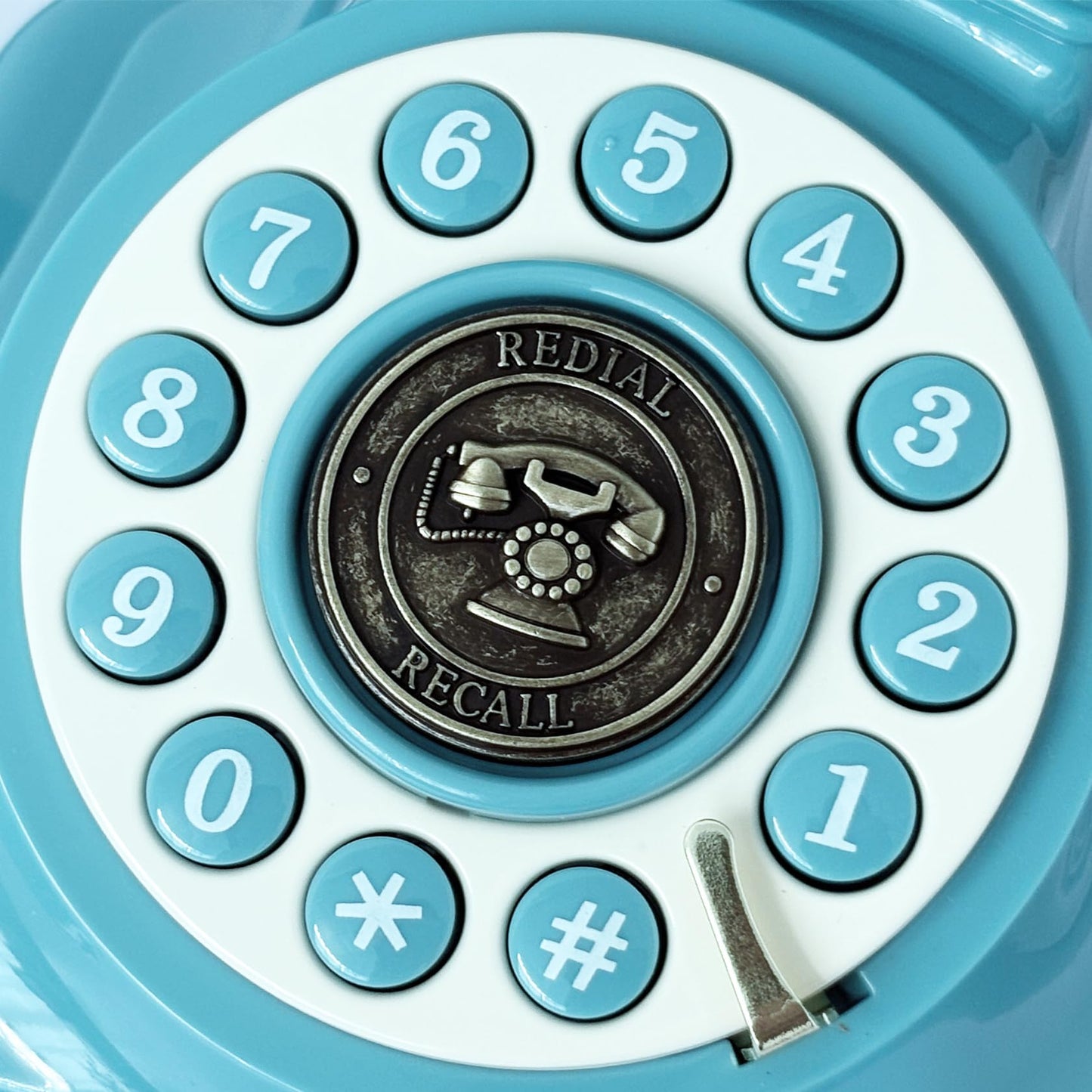 Teléfonos de teléfono fijo retro azul, teléfono clásico con cable con timbre fuerte y remarcación, teléfono de computadora clásico para el hogar, oficina, hotel, escuela, teléfono antiguo decorativo