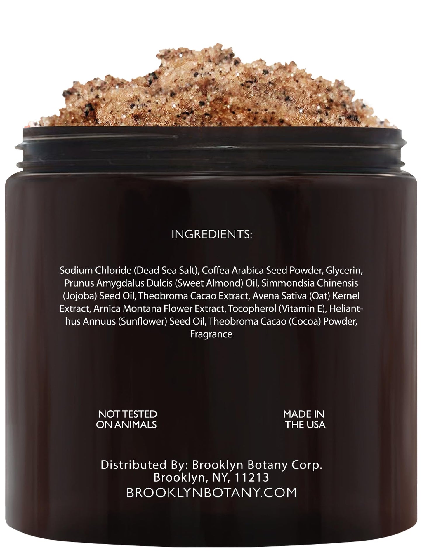 Brooklyn Botany - Arabica Coffee Scrub -100% Natural - with Coconut and Shea Butter - Best Anti Cellulite and Stretch Mark Treatment, Spider Vein Therapy for Varicose Veins & Eczema - 10 oz