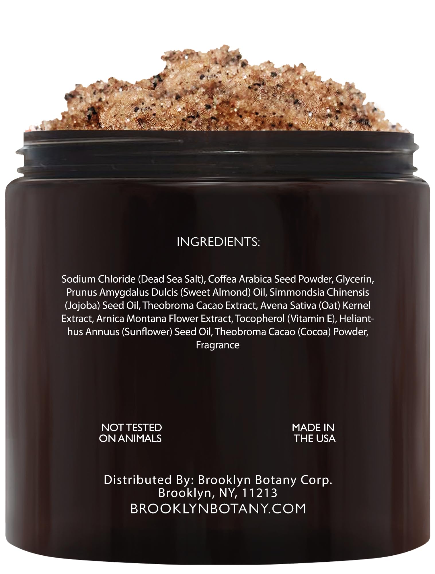 Brooklyn Botany - Arabica Coffee Scrub -100% Natural - with Coconut and Shea Butter - Best Anti Cellulite and Stretch Mark Treatment, Spider Vein Therapy for Varicose Veins & Eczema - 10 oz