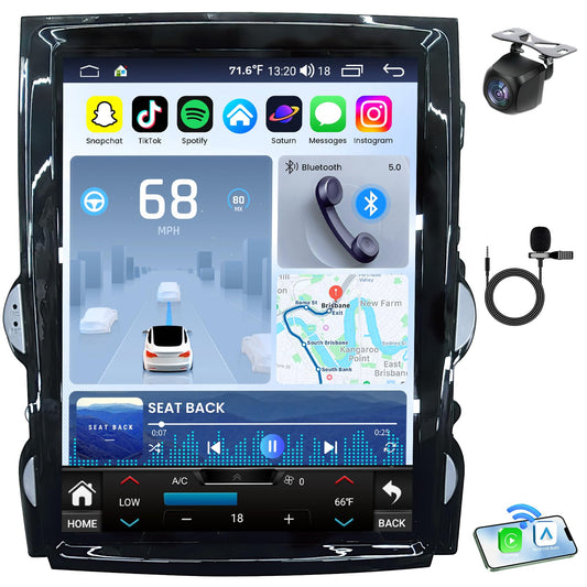 Radio para Auto Kakamoden Negro Pantalla Táctil HD 12.1 Pulgadas Carplay Android Auto Estilo Tesla para Chevy Malibu 2013-2016