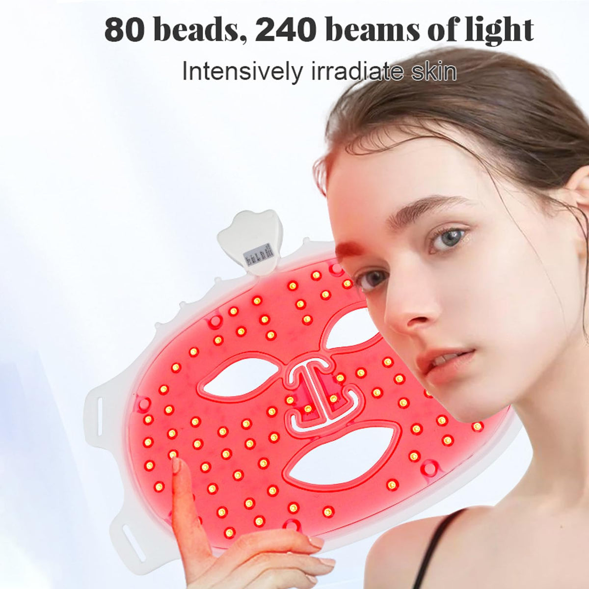 Terapia de luz LED facial de 7 colores, máscara facial LED con infrarrojo cercano de 850 nm, máscara de terapia de luz roja para el cuidado de la piel en casa y viajes