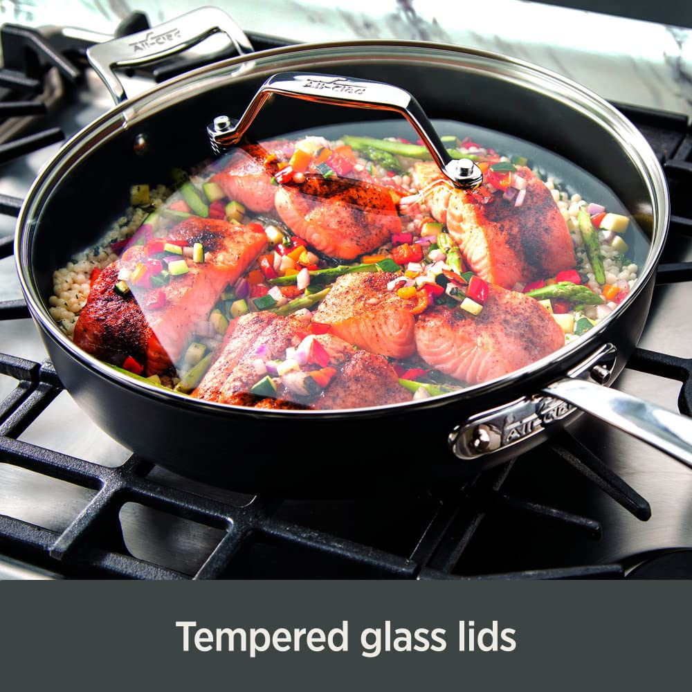 All-Clad Essentials - Juego de utensilios de cocina antiadherentes anodizados duros, 10 unidades, aptos para horno, ollas y sartenes 350F, color negro