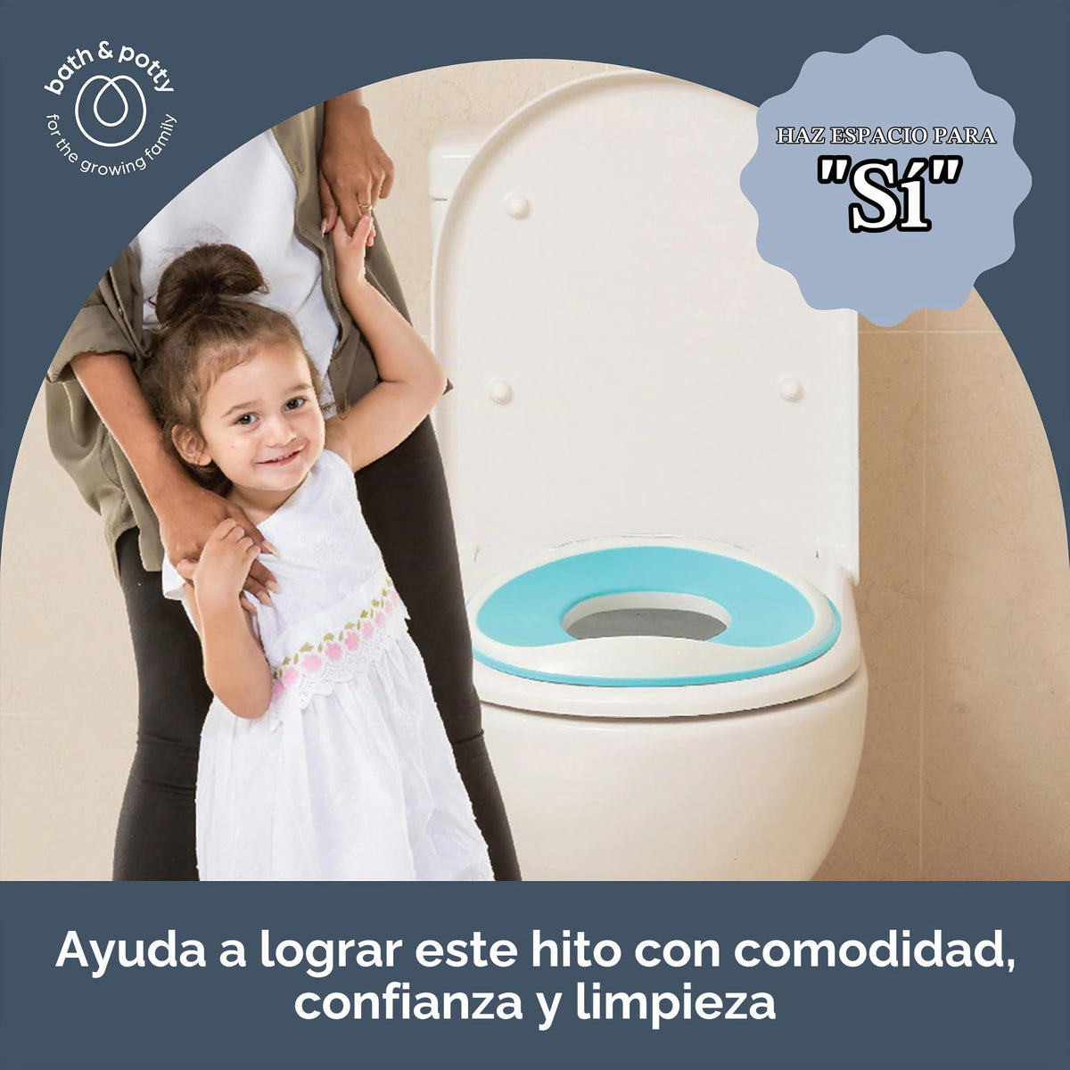 Dreambaby Asiento Entrenador para Baño Infantil, Adaptador de Inodoro Antideslizante y Suave, Portátil, Tamaño Estándar, Blanco con Aqua