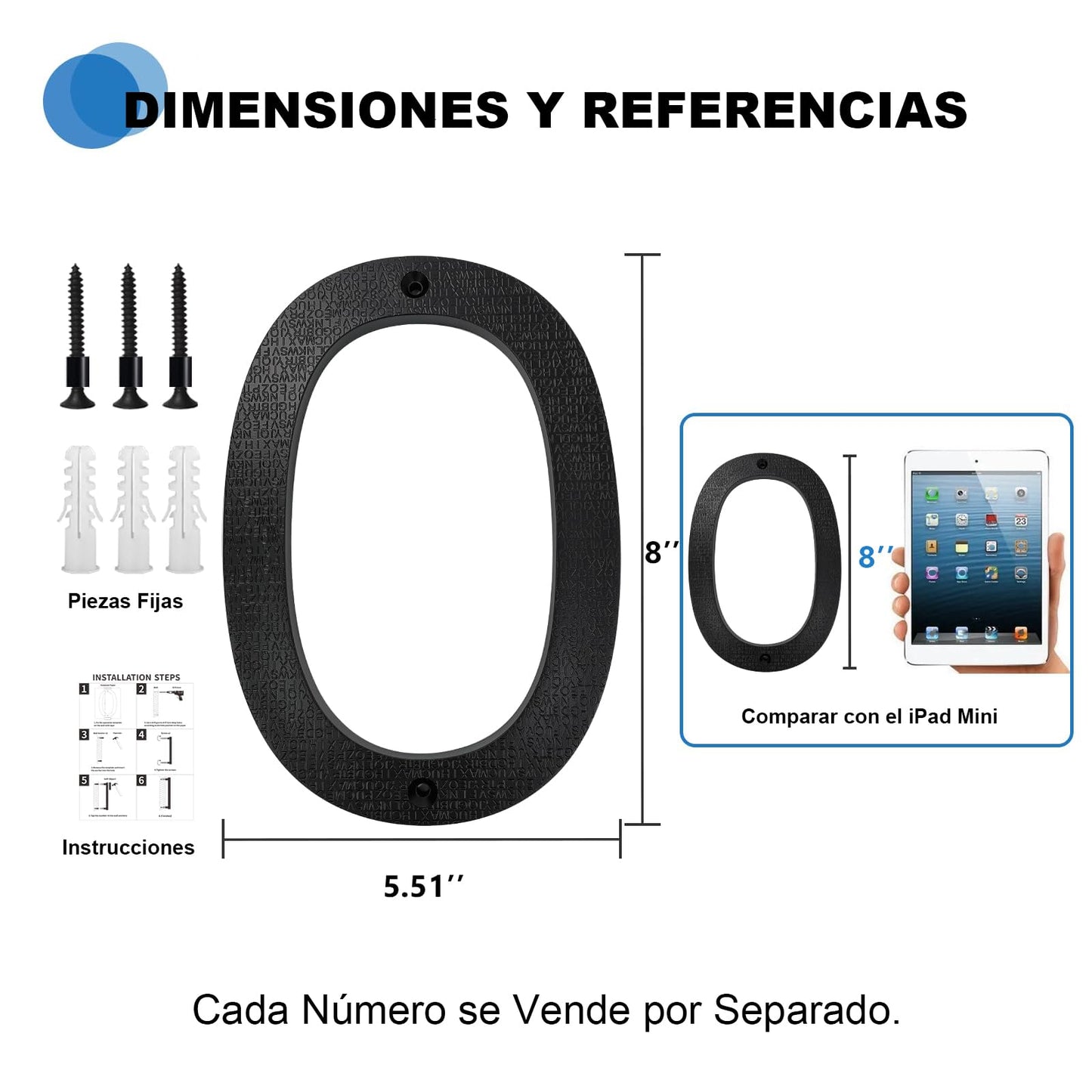 GLINTYU Numeros para Casa Exterior, Altura 20 cm, Material ABS Engrosado de 8,3 mm, Negro Mate, Fácil de Instalar y Resistente, Adecuado para Uso Residencial, de Oficina, Piso y Calle (0)