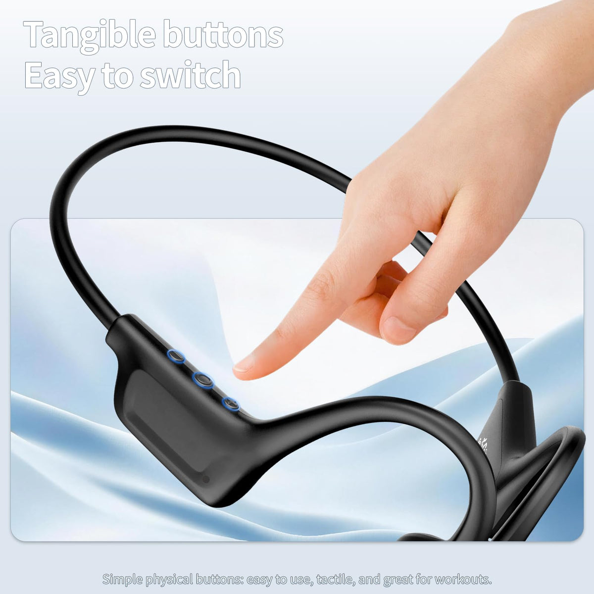 Auriculares de Conducción Ósea LazyGoose Negro Bluetooth 6.0 Impermeables IPX7 con Micrófono para Correr y Ciclismo