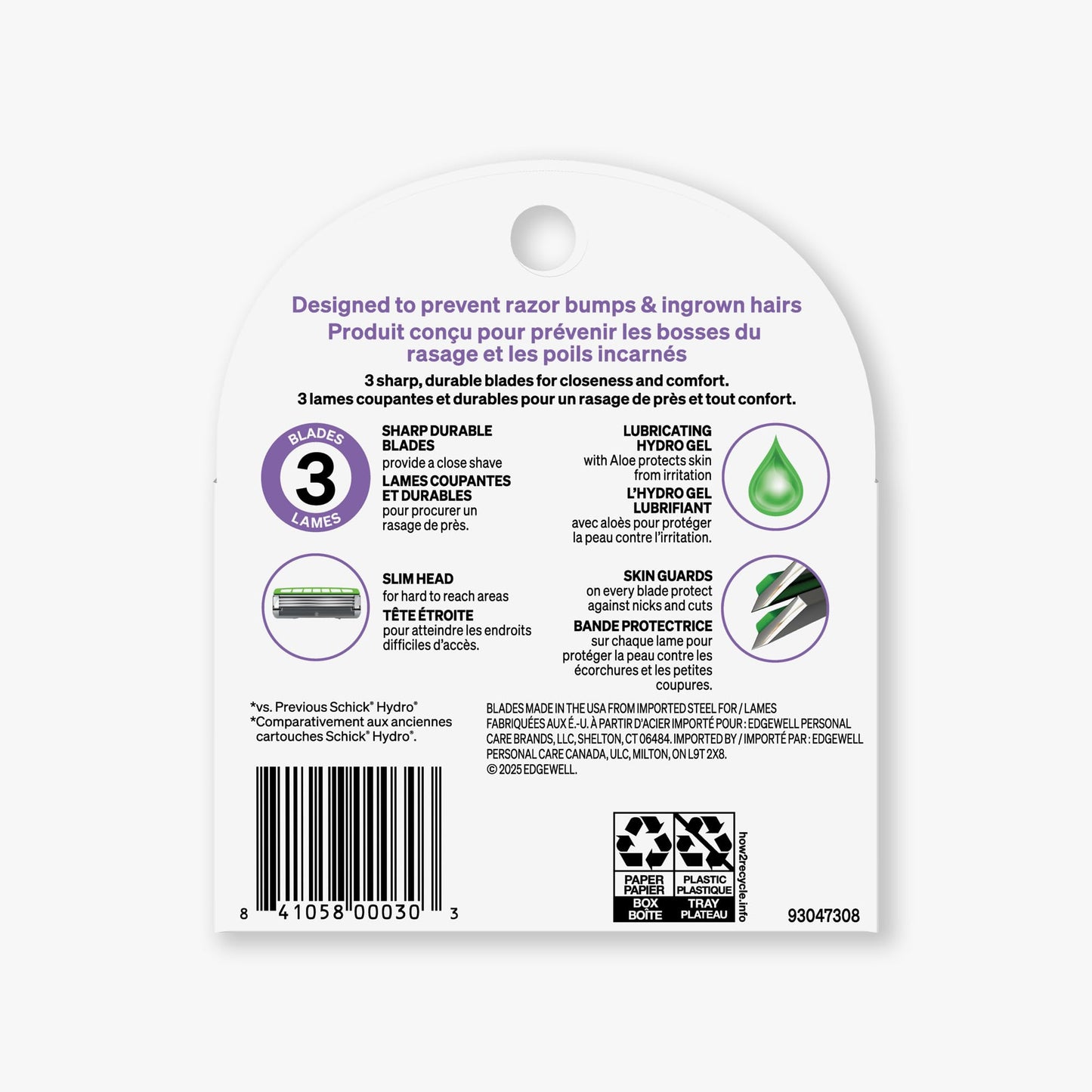 Schick Hydro Skin Comfort Sensitive 3 Blade Razor Refills, 5 Count