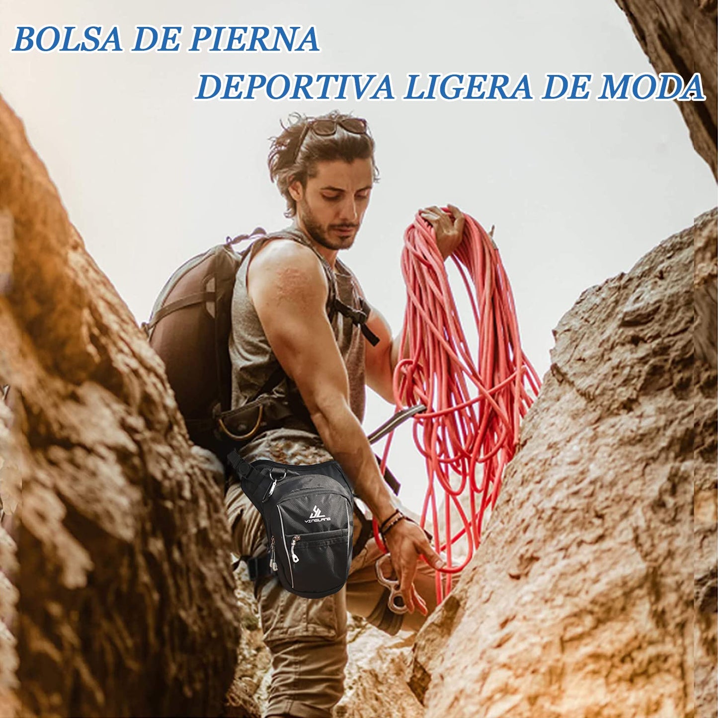 Cangurera Deportiva de Viaje, Bolsa de Pierna, Hombre riñonera Mujer, Cintura Pack Bolso de Paquete Tela Impermeable Amplia Capacidad, 3 bolsillos y 1 extensión con cremallera para Ciclismo Correr…