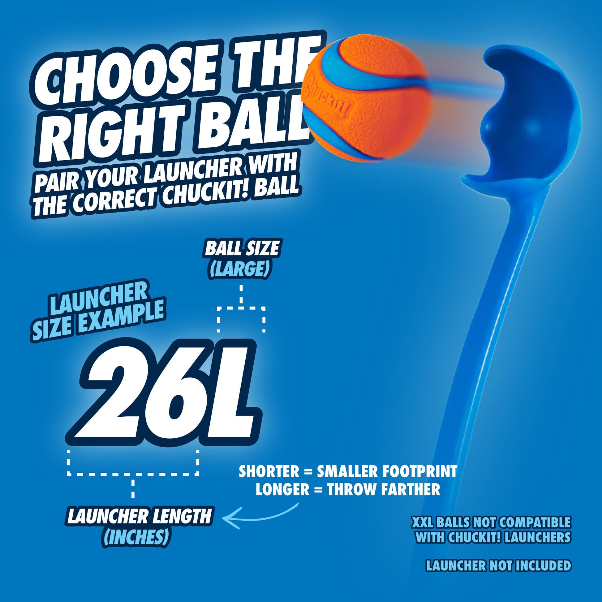 Chuckit! Tira Pelotas Sport Gde 26", Colores Surtidos