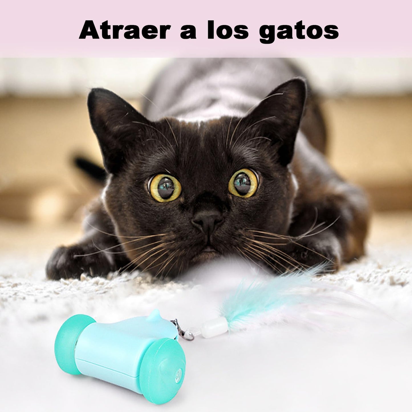 Juguetes Interactivos Ratón para Gatos en Interiores,Juguete Automático de Ratones para Gatos con Luces LED Intermitentes,USB Recargable Inteligente Ratones Juguetes con campanas, plumas y cintas