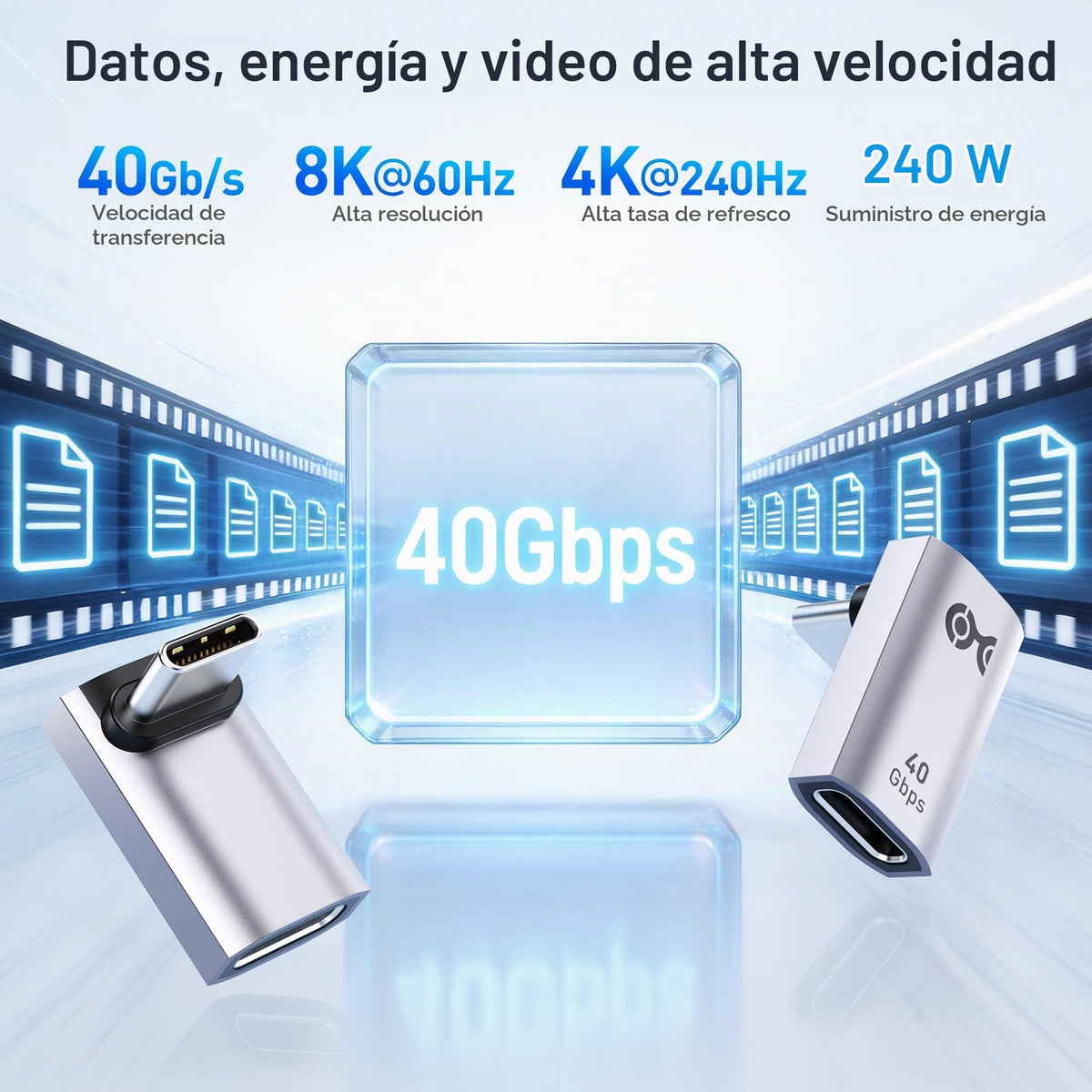 Adaptador USB C Cable Matters Negro Paquete de 2 de 40 Gbps y 90 Grados