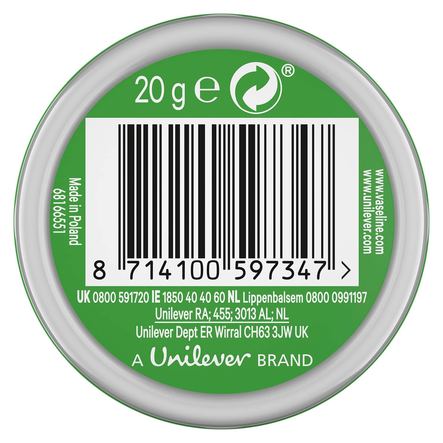 Hidratante de Labios Vaseline Aloe para Labios Muy Secos 20g