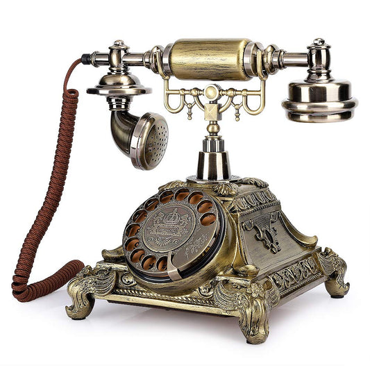 V BESTLIFE Teléfono Retro clásico Teléfono de casa Teléfonos Antiguos Antiguos Teléfono Fijo Resina Tocadiscos Dial Vintage Archaistic European Phone Decoración
