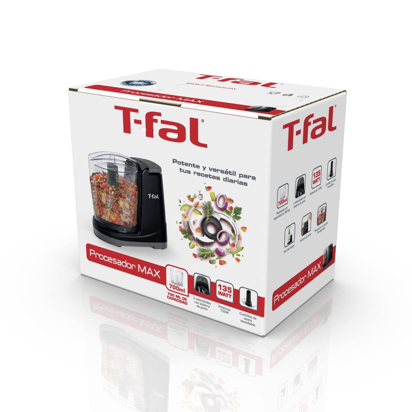 Procesador de Alimentos T-fal Negro Max Chopper con Dos Velocidades y Capacidad de 700 ml