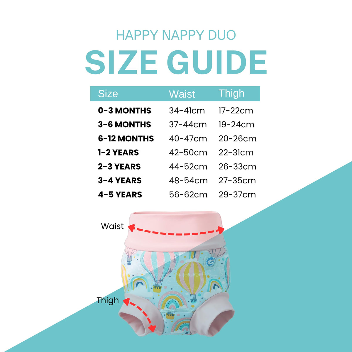 Splash About Pañal de natación unisex para niños Happy Duo Baby and Toddler Swim Nappy, Up & Away, 3-4 años, Up & Away, 3-4 Años