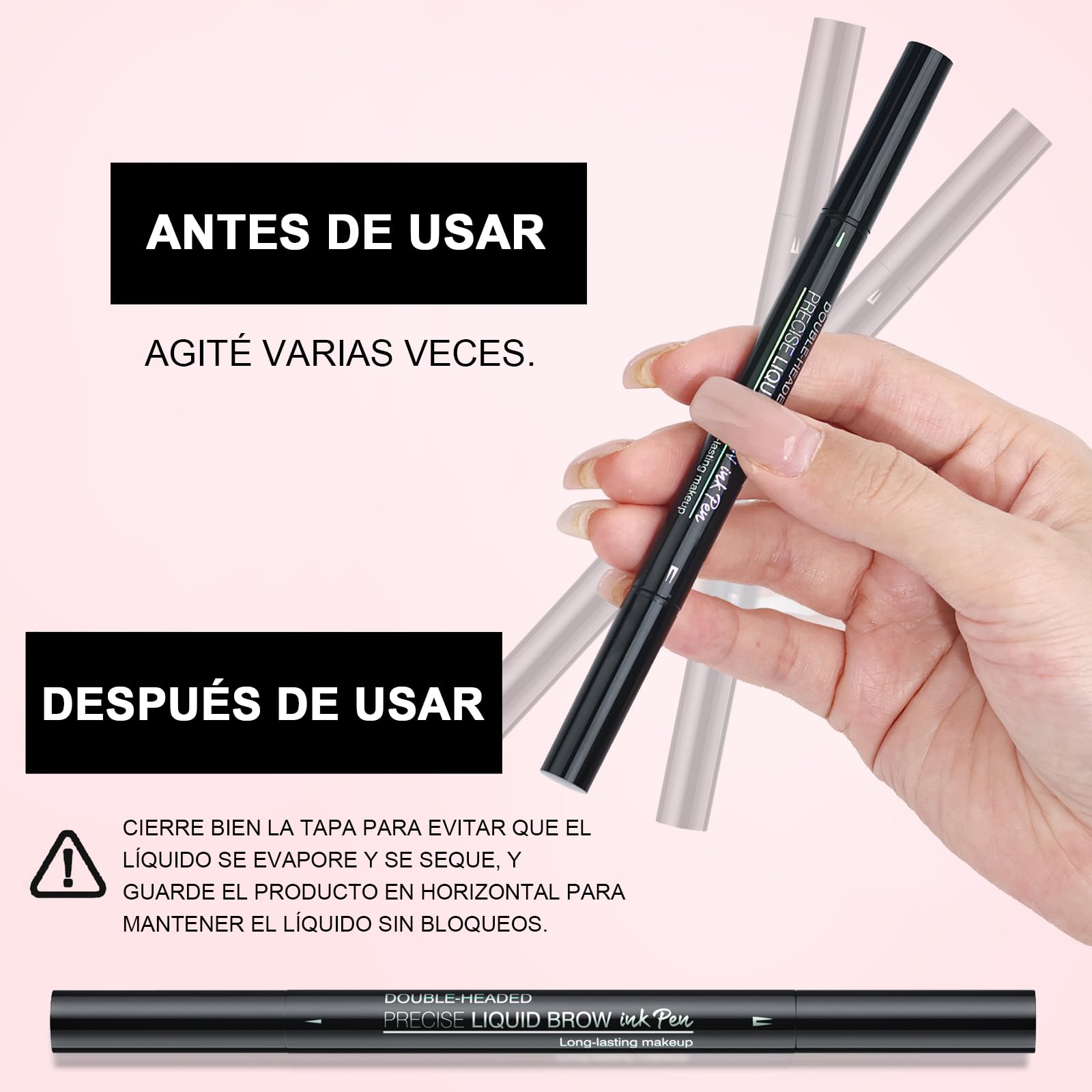 LEKOU Liquid Eyebrow Pen, 2 en 1 Dual-Ended Eyebrow Pencil, Lapiz de Cejas Larga Duracion 3D Waterproof, Plumín de Cejas Microblading para Delineador Cejas Natural (Marrón Claro)