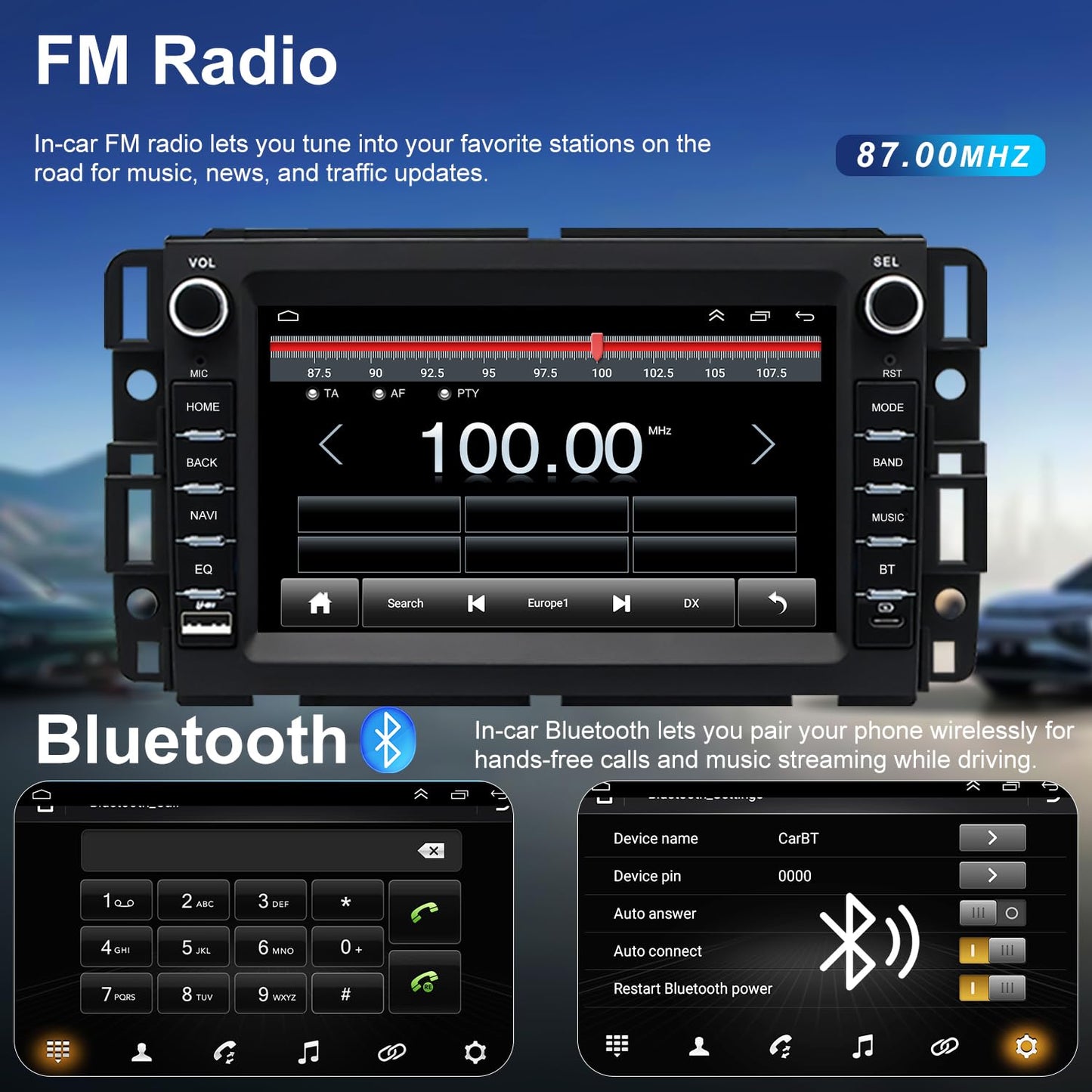 Hyperego Radio Android para Express Van 1500/2500/3500 2008-2026, Traverse 2009-2012, Monte Carlo 2006-2007, Buick Enclave 7‘’ Pantalla táctil, estéreo para Auto, CarPlay, Android Auto