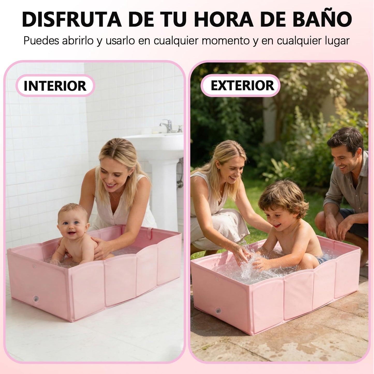 OVQZAW Bañera Plegable para Bebe, Tina Plegable para Bebe, 68 cm X 40 cmx 21 cm Tpu Impermeable con Tapón de Drenaje, Fácil de Limpiar, Duradero, para Niños Y Niñaspara Bebés de 6 A 3 Años