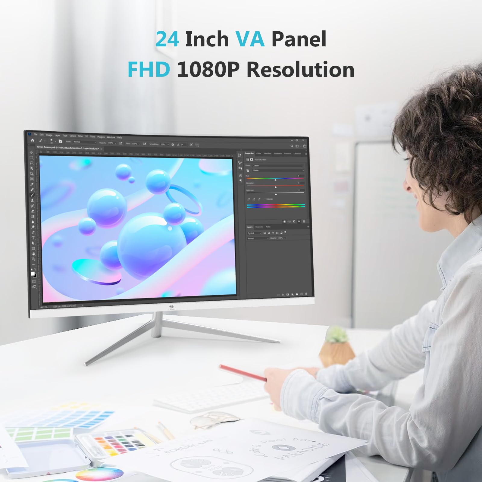 Monitor Curvado Z-Edge LED Full HD 1080P 24 Pulgadas con Frecuencia de Actualización 75Hz y Tecnología de Cuidado Ocular
