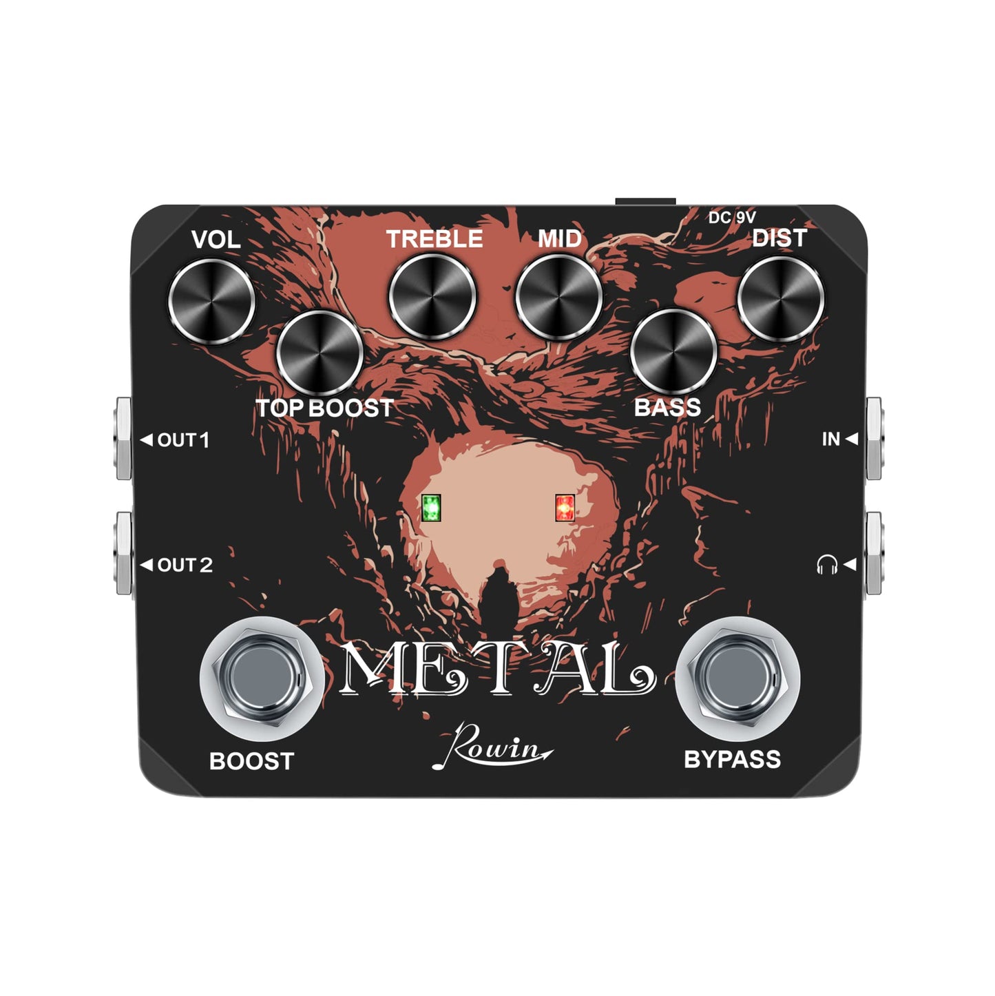 Pedal de Efecto para Guitarra Rowin LTL-03 Metal con True Bypass y Caja Metálica Completa