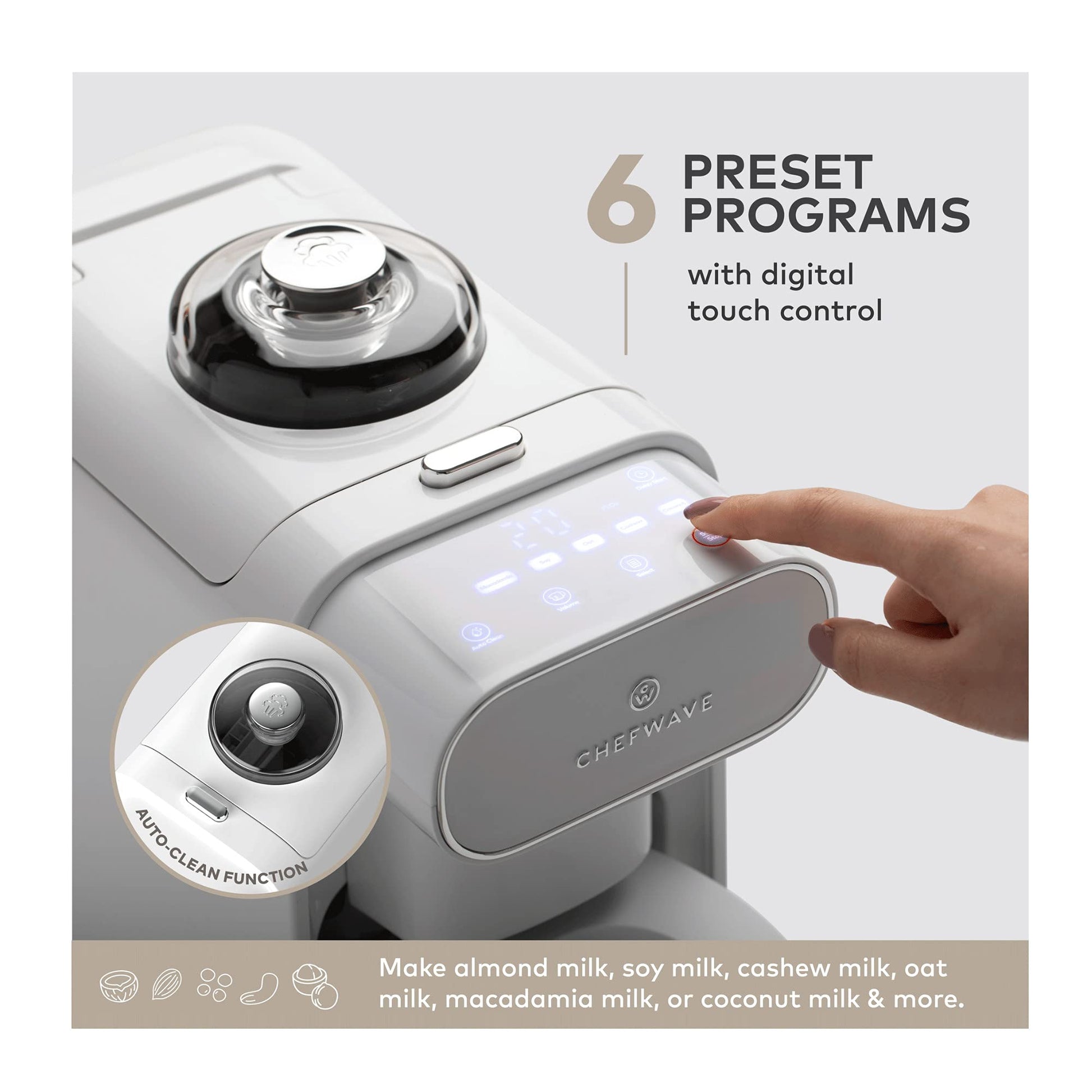 ChefWave Milkmade - Máquina para hacer leche de nuez vegana alternativa láctea, sin remojo, limpieza automática, inicio retardado, libro de recetas