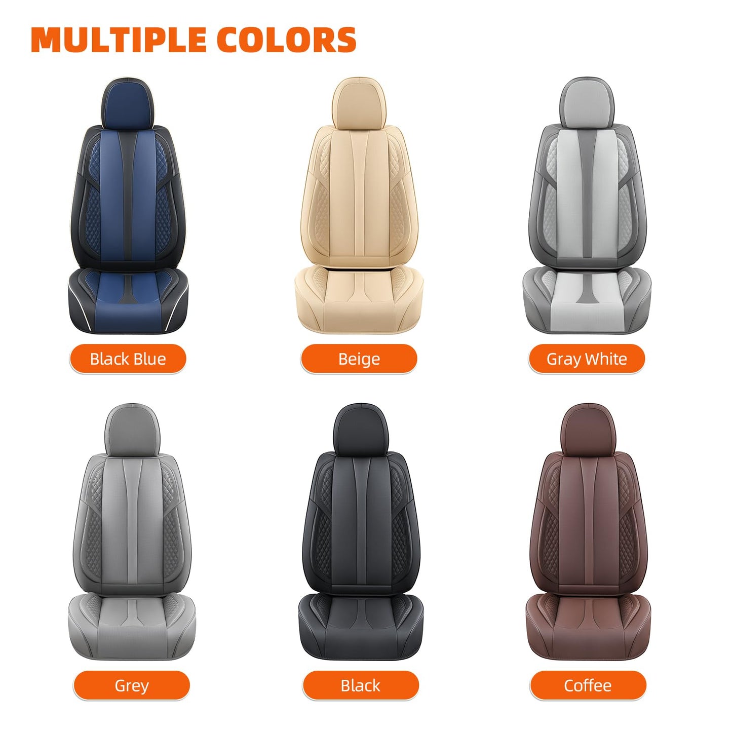 KEYOOG - Juego completo de fundas de asiento de coche de 5 plazas, impermeables y transpirables de cuero Nappa, para asientos delanteros y traseros de automóviles, compatible con airbags, fundas