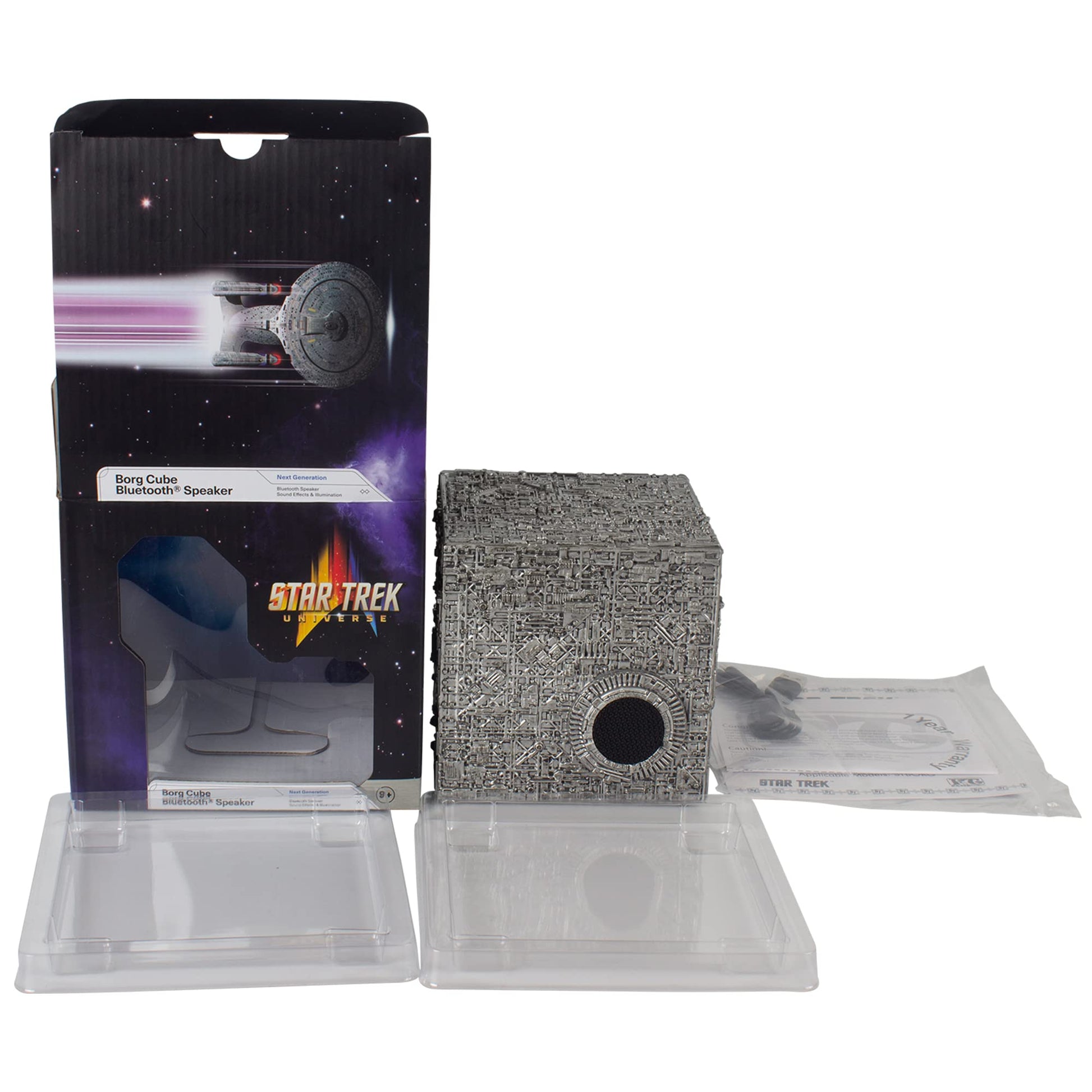 Star Trek Borg Cube - Altavoz Bluetooth con iluminación verde, efectos de sonido y citas Borg - Memorabilia, regalos, Gadgets, coleccionables para fans de Star Trek